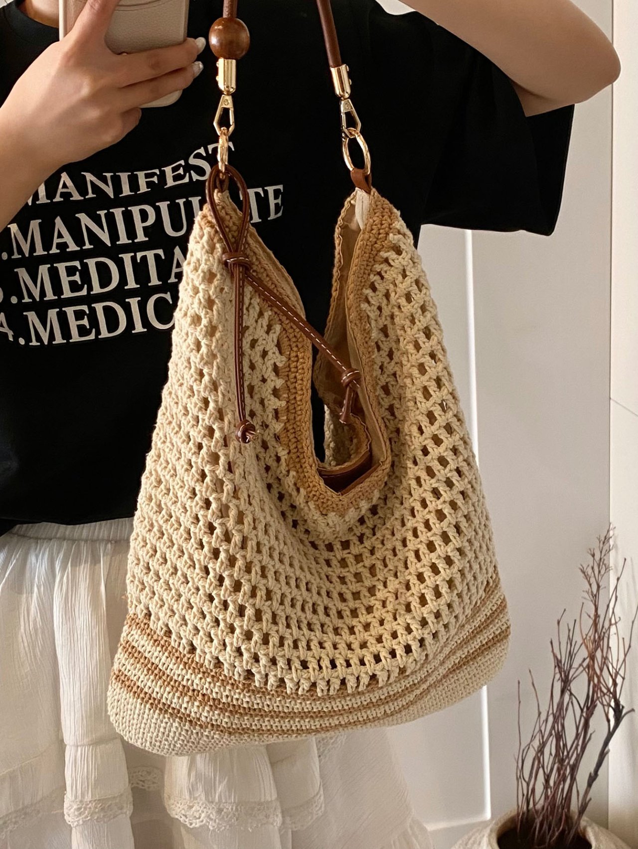 Crochet Knit Tote Bag