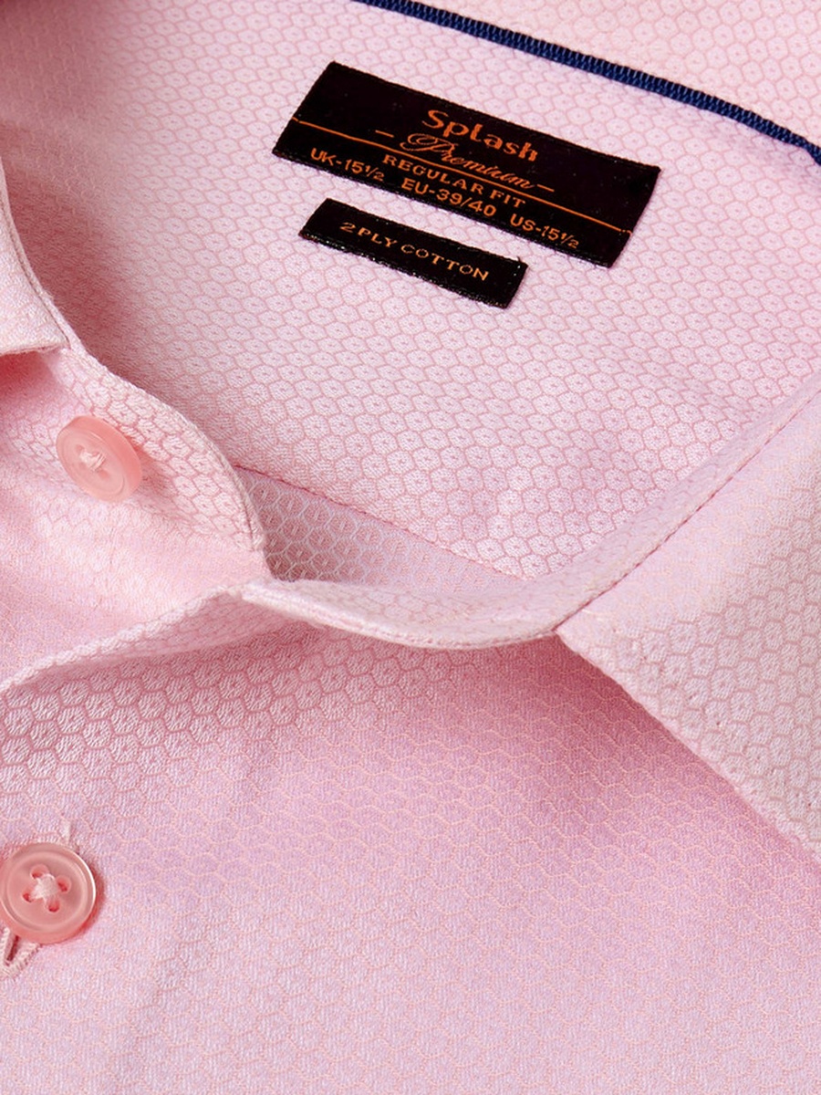Regular Fit Collared Dobby Textured Long Sleeves Shirt