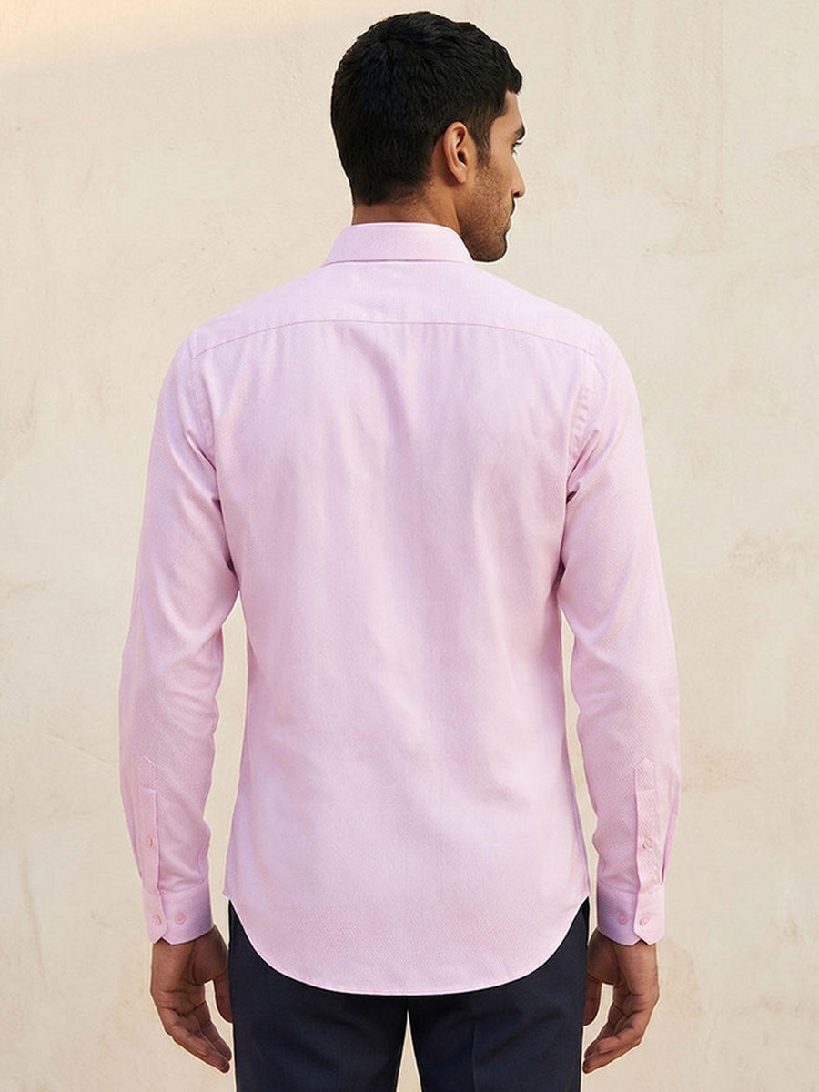 Regular Fit Collared Dobby Textured Long Sleeves Shirt