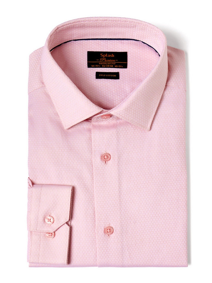 Regular Fit Collared Dobby Textured Long Sleeves Shirt