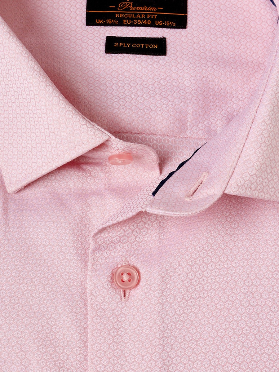 Regular Fit Collared Dobby Textured Long Sleeves Shirt