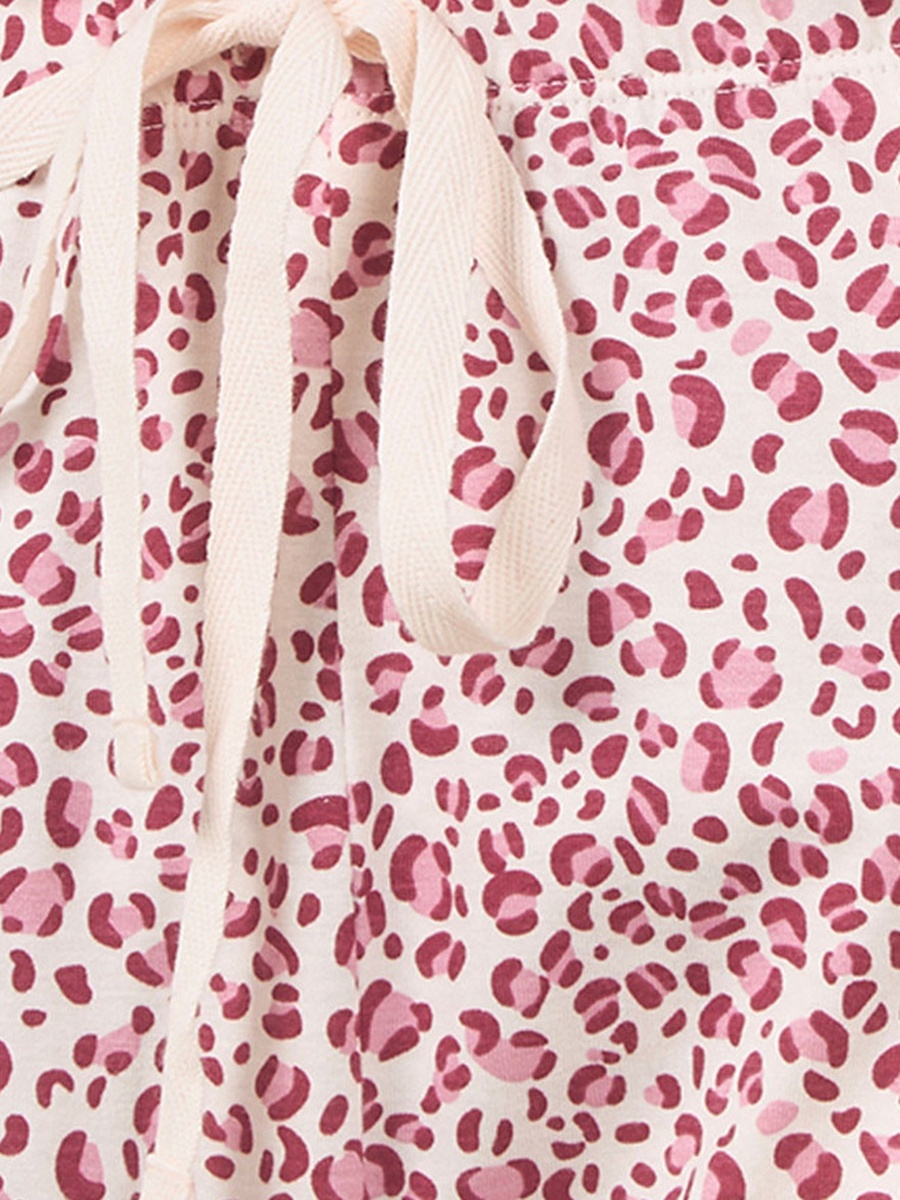Animal Print Crew Neck T-Shirt and Pyjamas Set