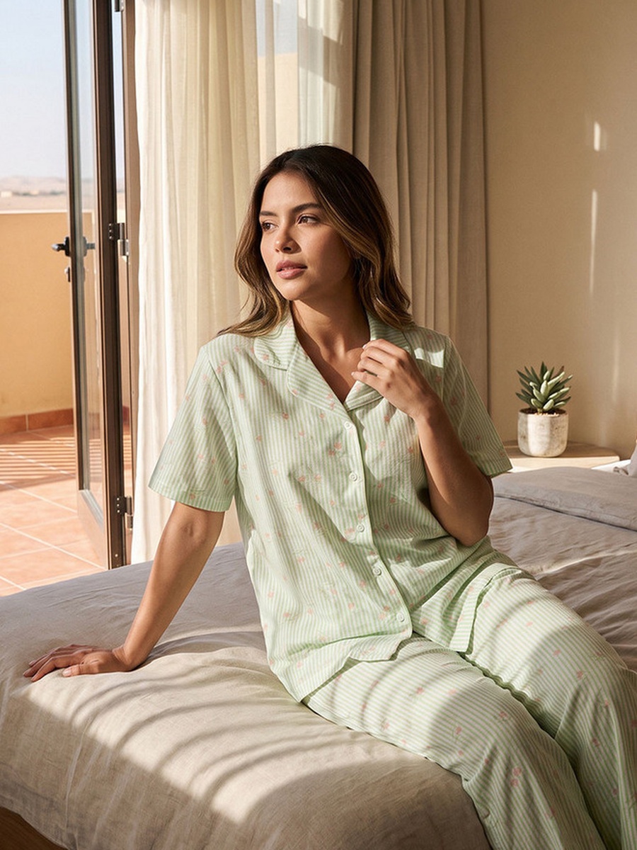 Button-Down Shirt and Pyjamas Set