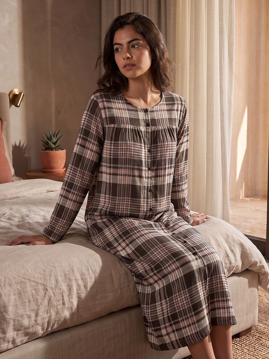 Viscose Checked Night Dress