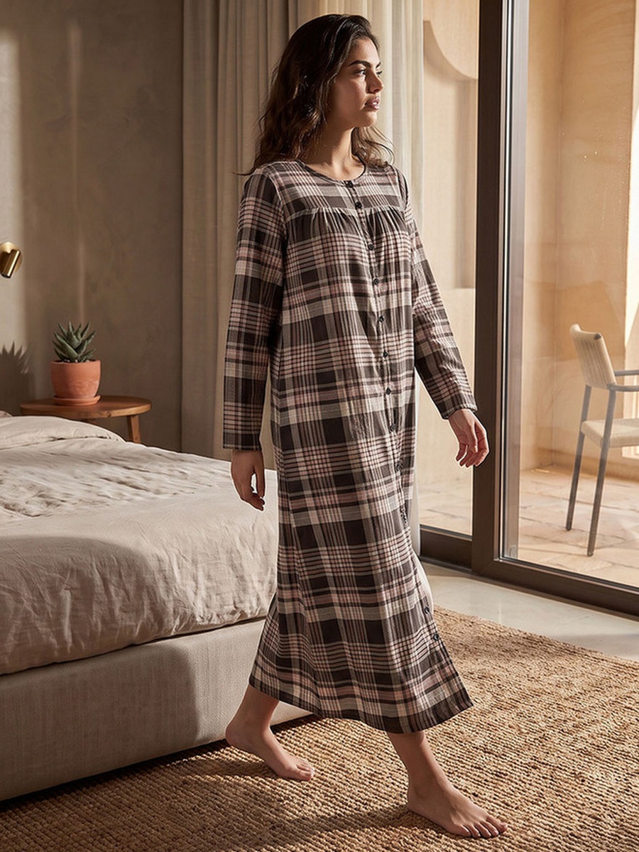 Viscose Checked Night Dress