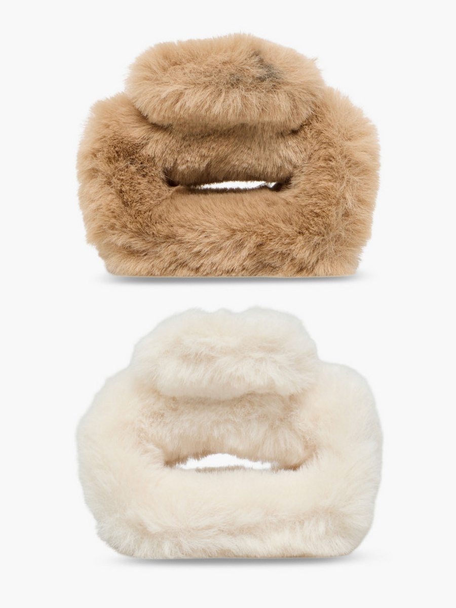 Pack of 2 Faux Fur Hair Clamp