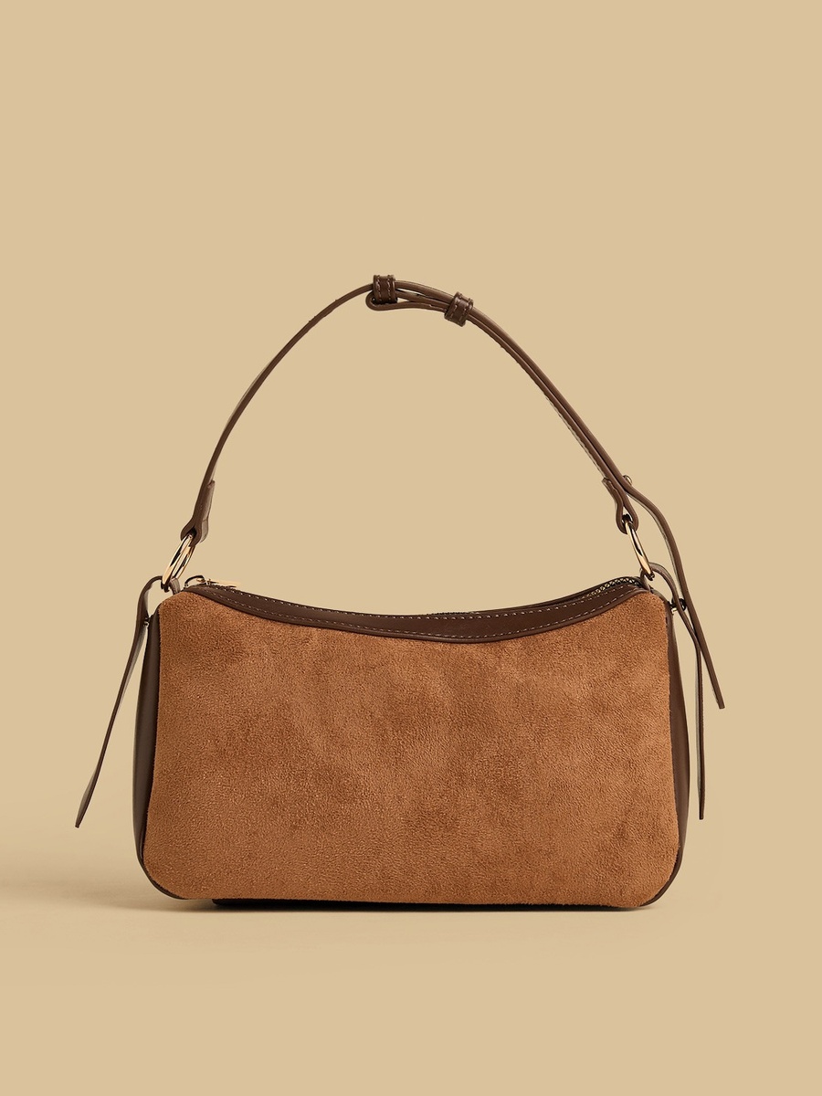 Textured Shoulder Bag with Zip Closure