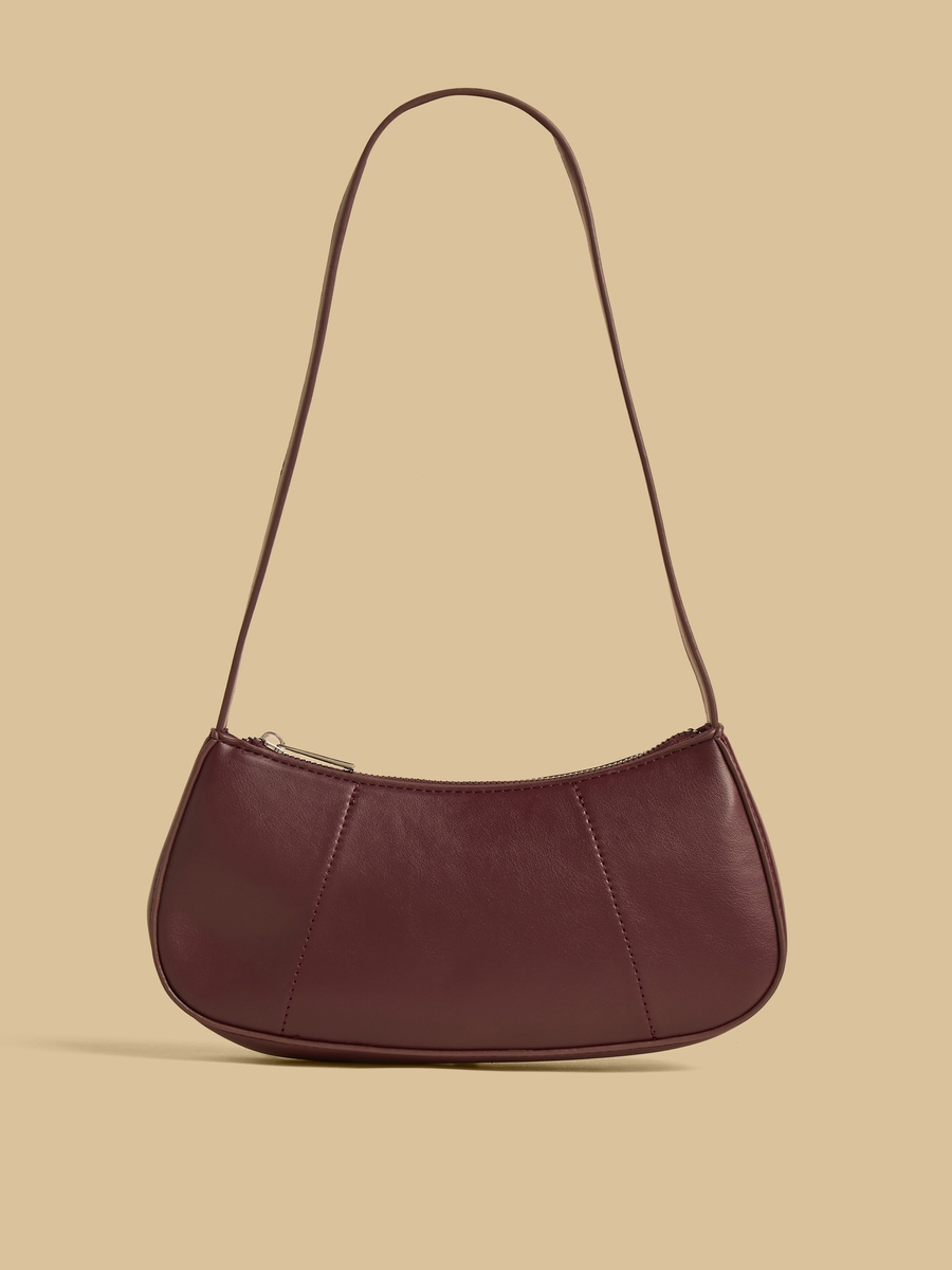Textured Shoulder Bag with Zip Closure