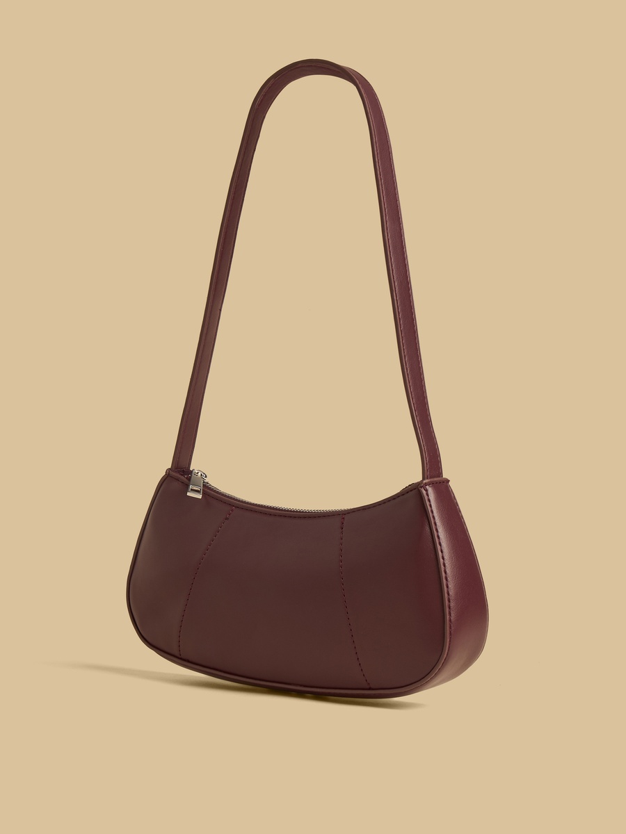 Textured Shoulder Bag with Zip Closure