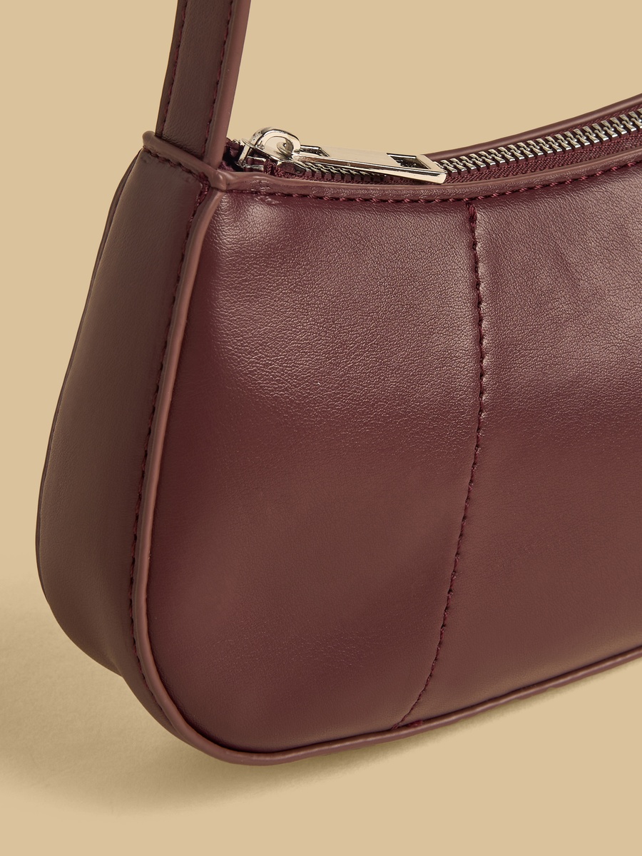 Textured Shoulder Bag with Zip Closure