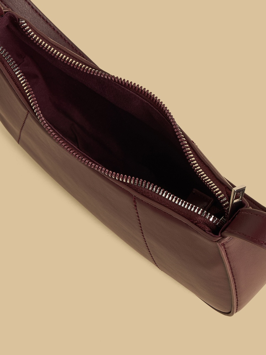 Textured Shoulder Bag with Zip Closure