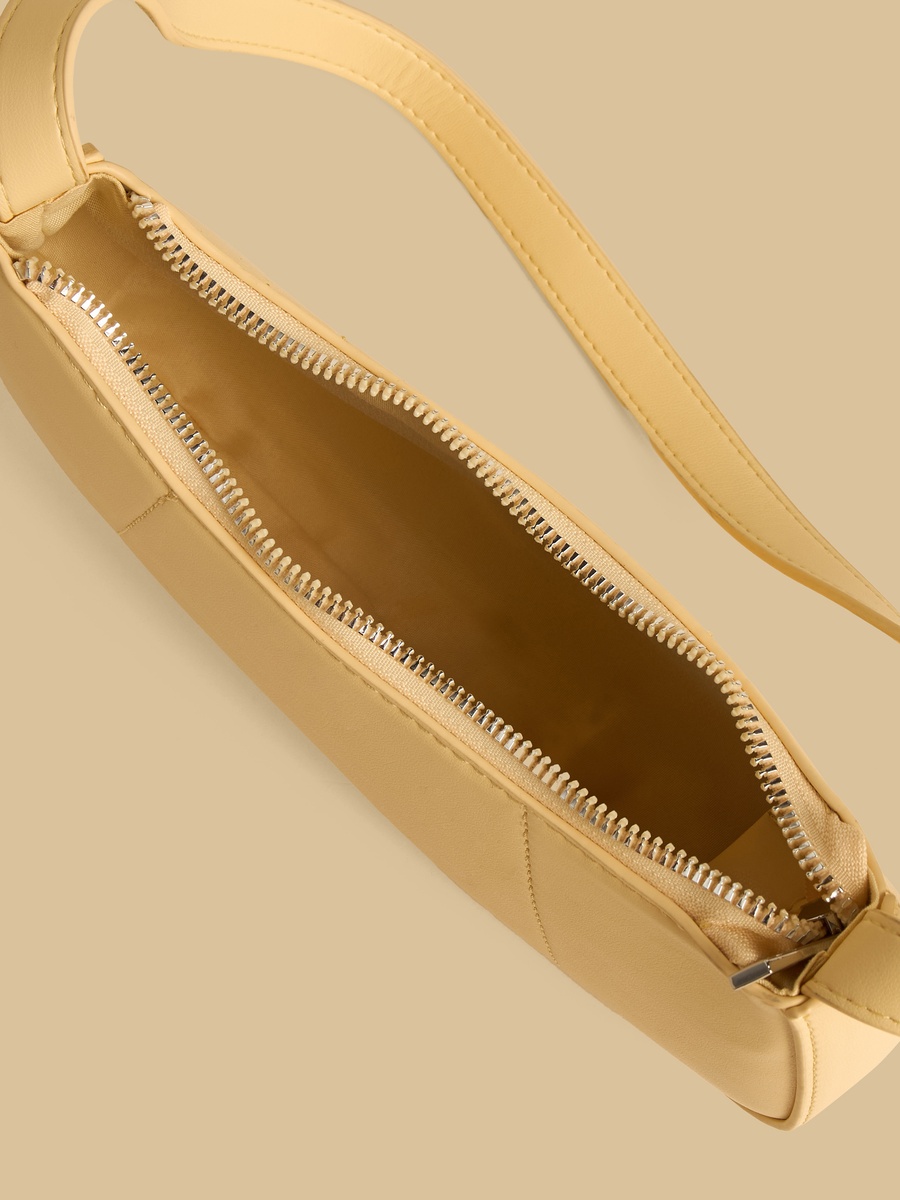 Textured Shoulder Bag with Zip Closure