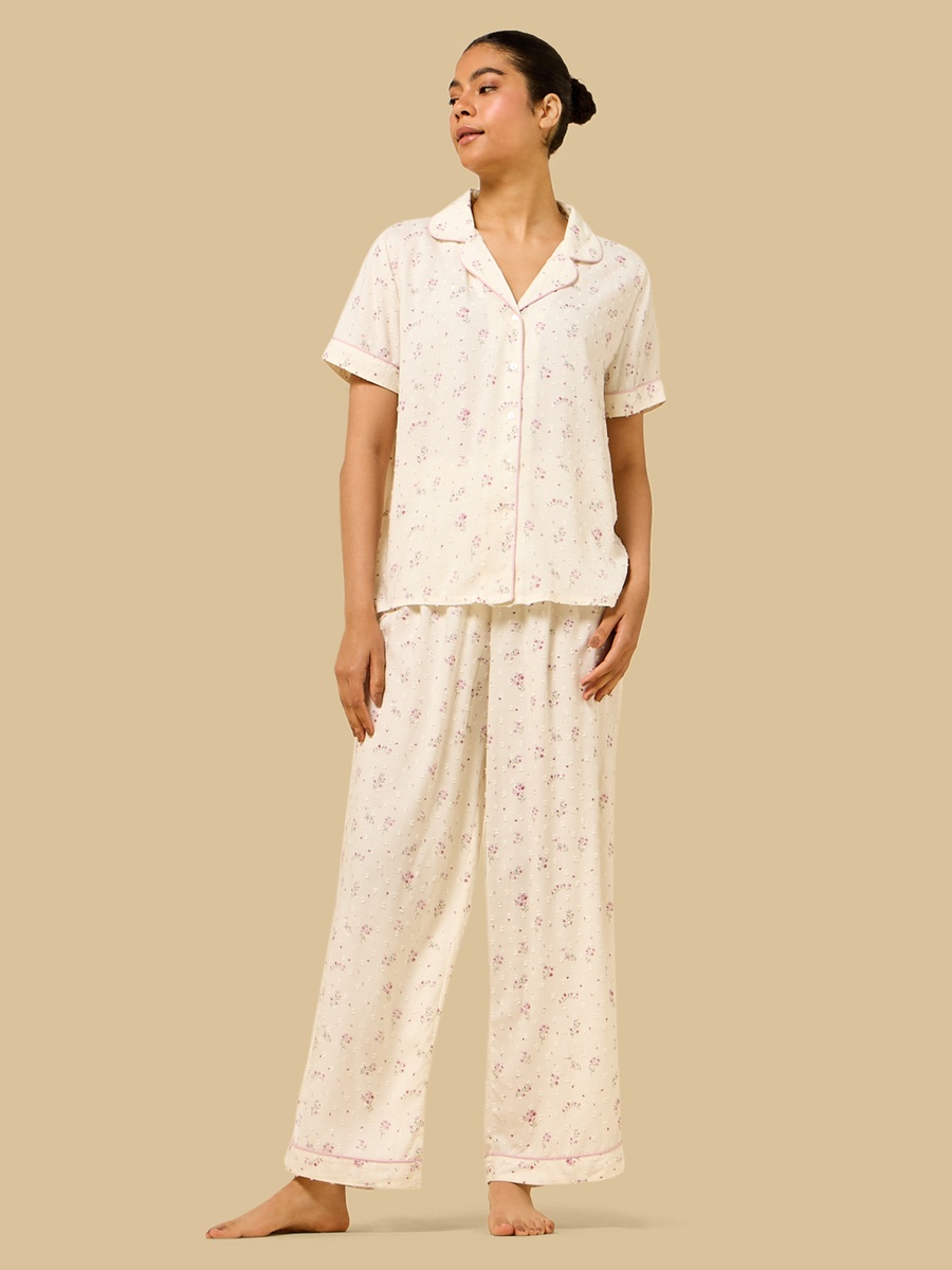 Floral Print Viscose Pyjama Set