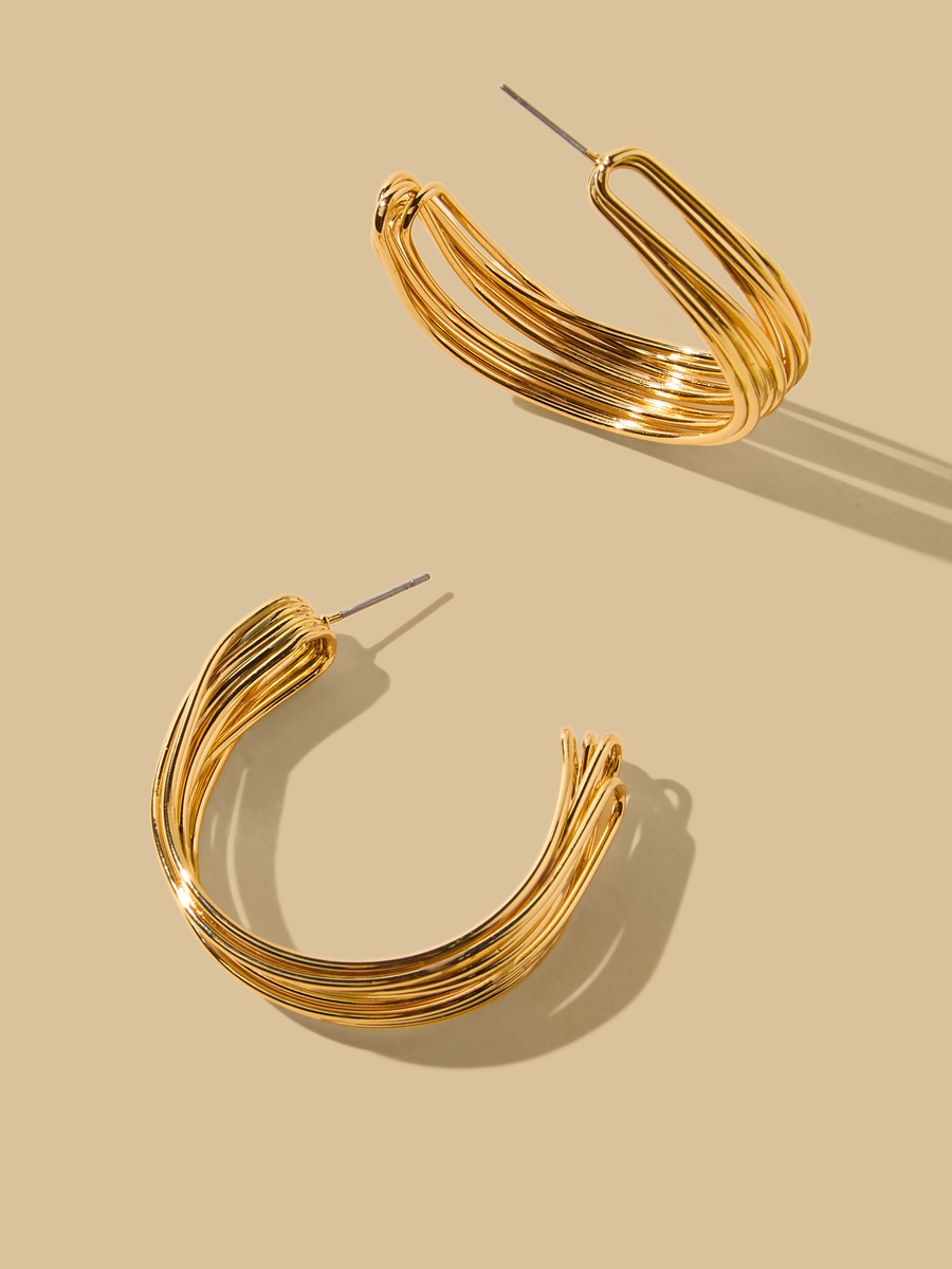 Textured Hoop Earrings with Pushback Closure
