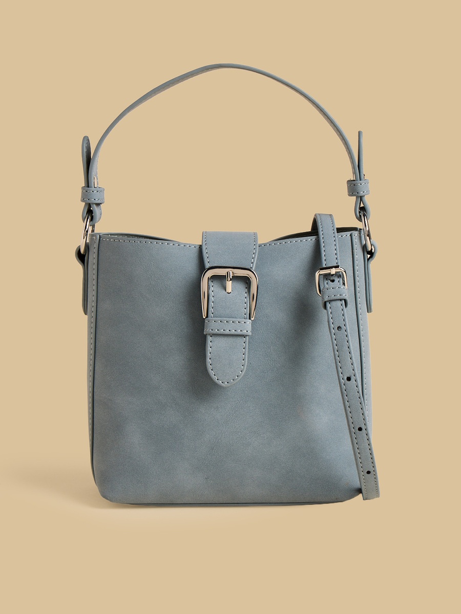 Buckle Accent Crossbody Bag with Button Closure