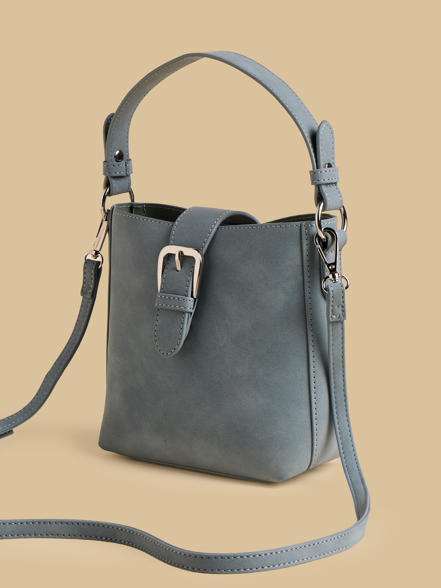 Buckle Accent Crossbody Bag with Button Closure