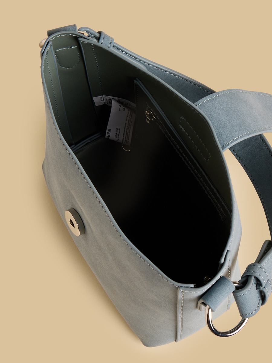 Buckle Accent Crossbody Bag with Button Closure