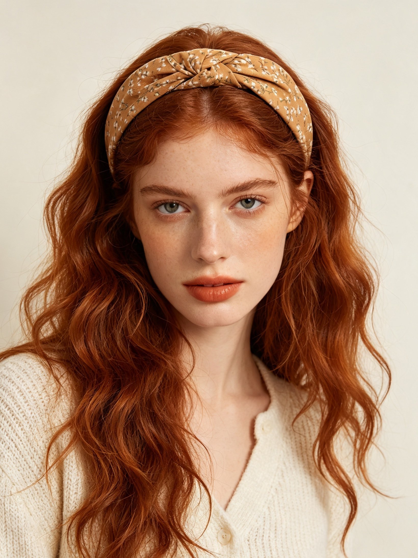 Brown Floral Knot Headband 