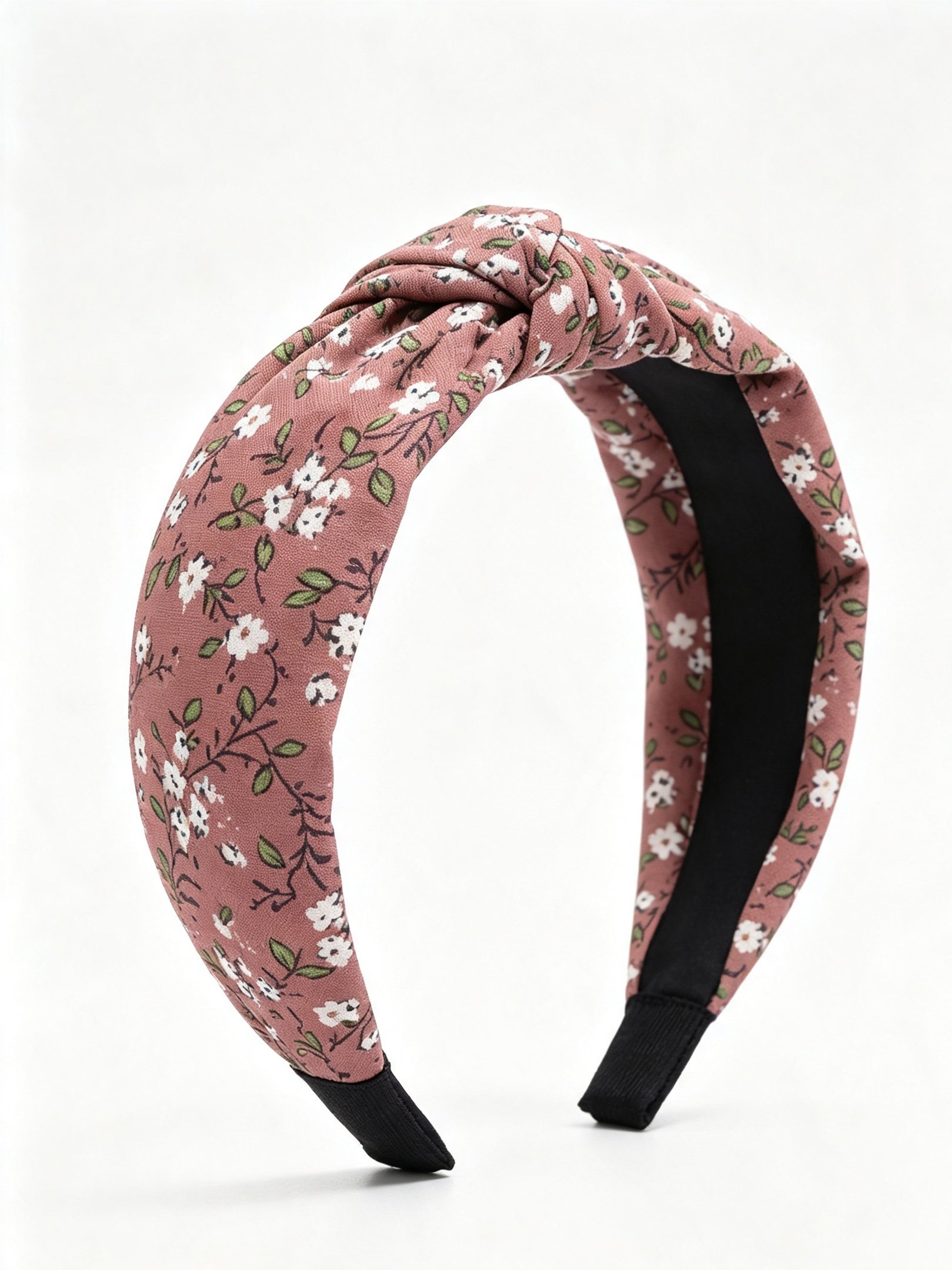 Coffee Brown Floral Knot Headband 