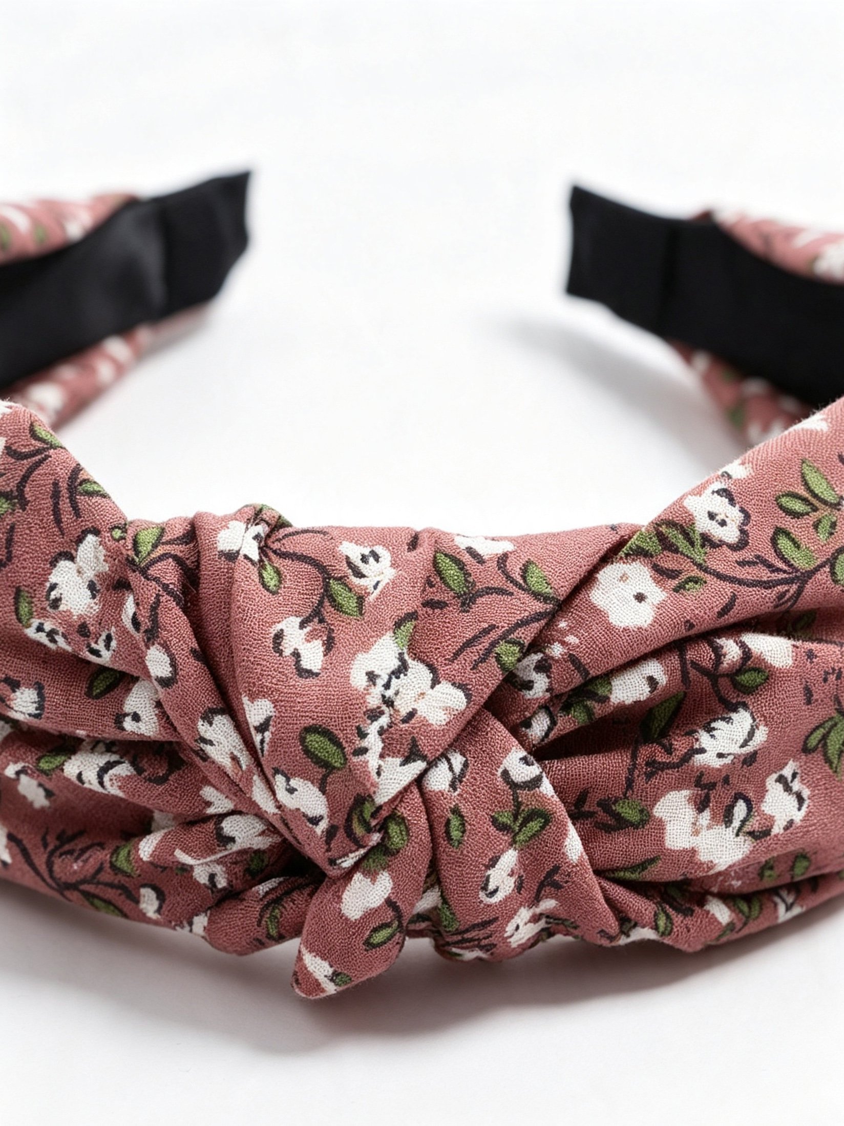 Coffee Brown Floral Knot Headband 
