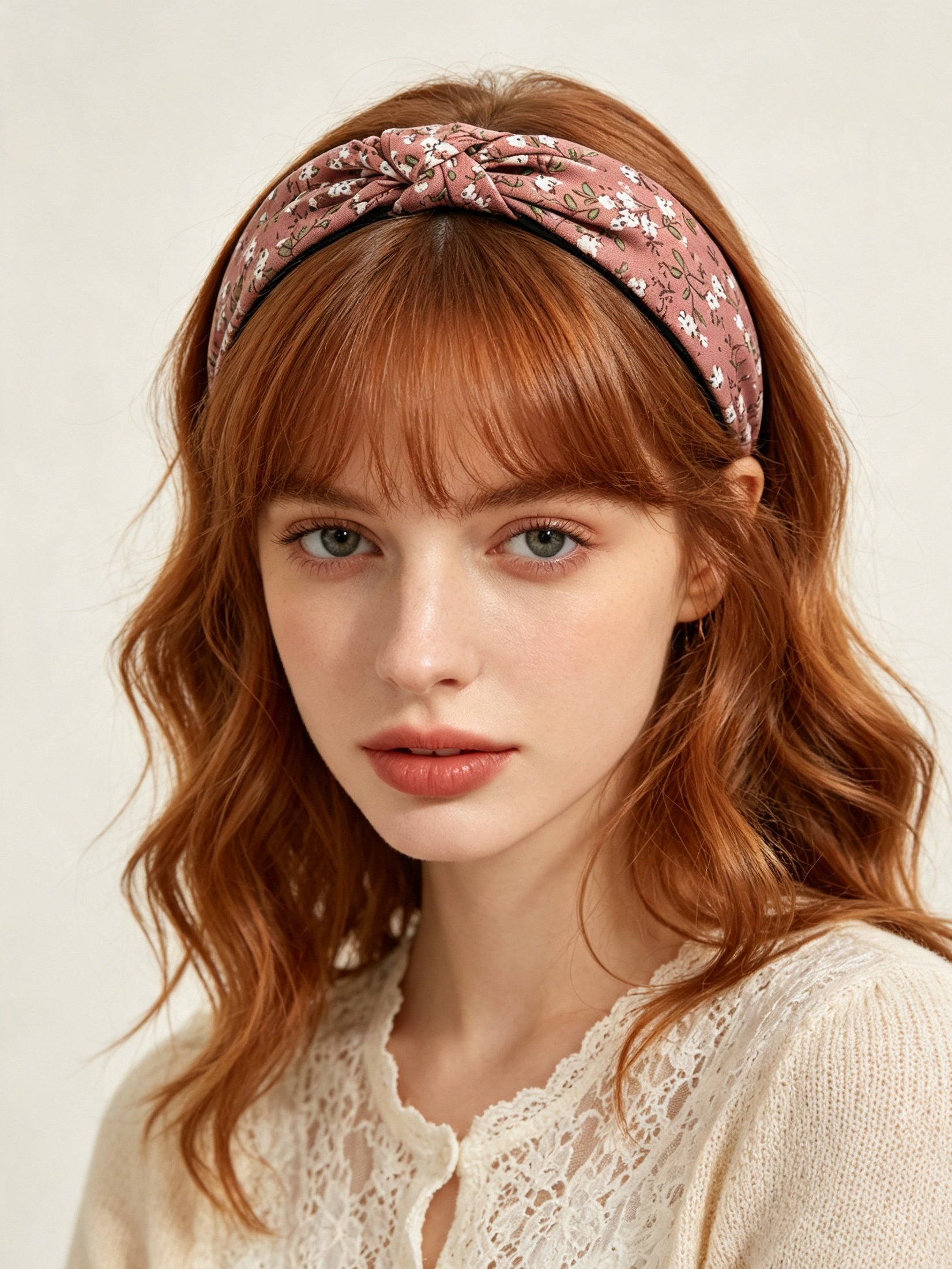 Coffee Brown Floral Knot Headband 