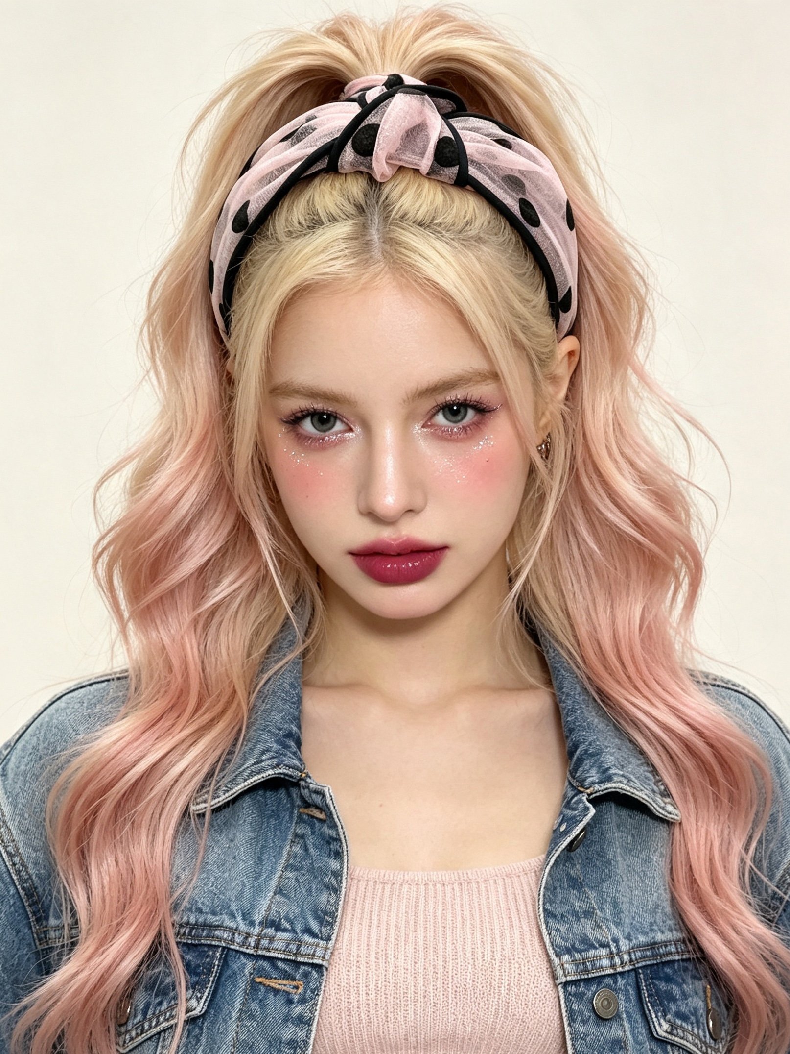 Pink Polka Dot Tulle Headband