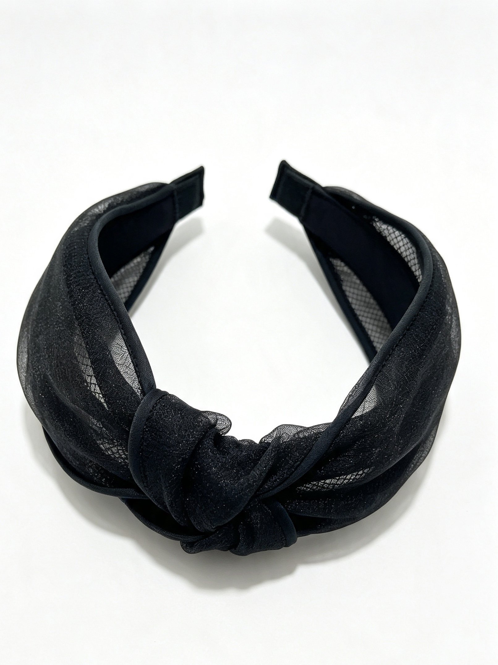 Black Knotted Mesh Headband 