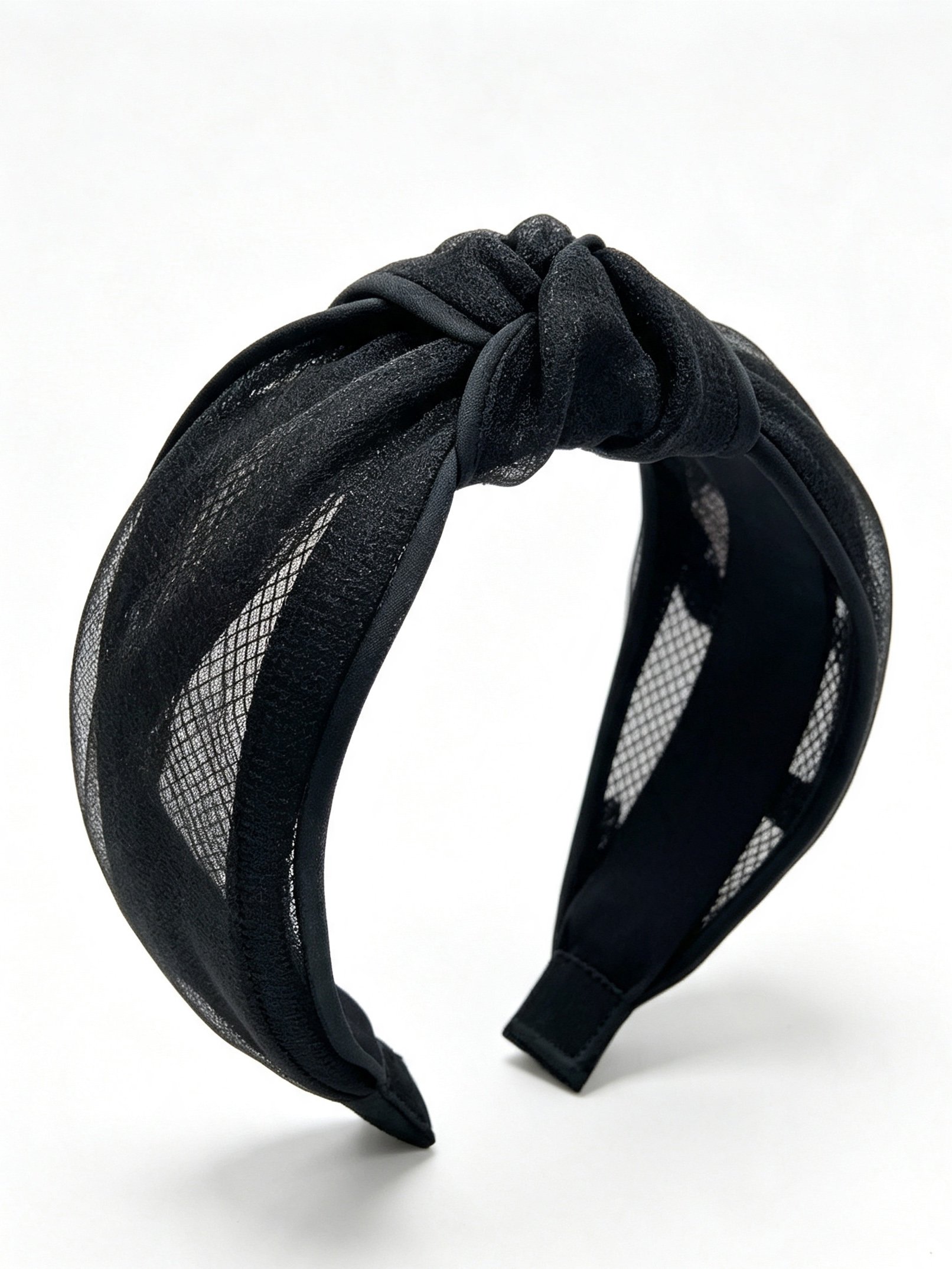 Black Knotted Mesh Headband 