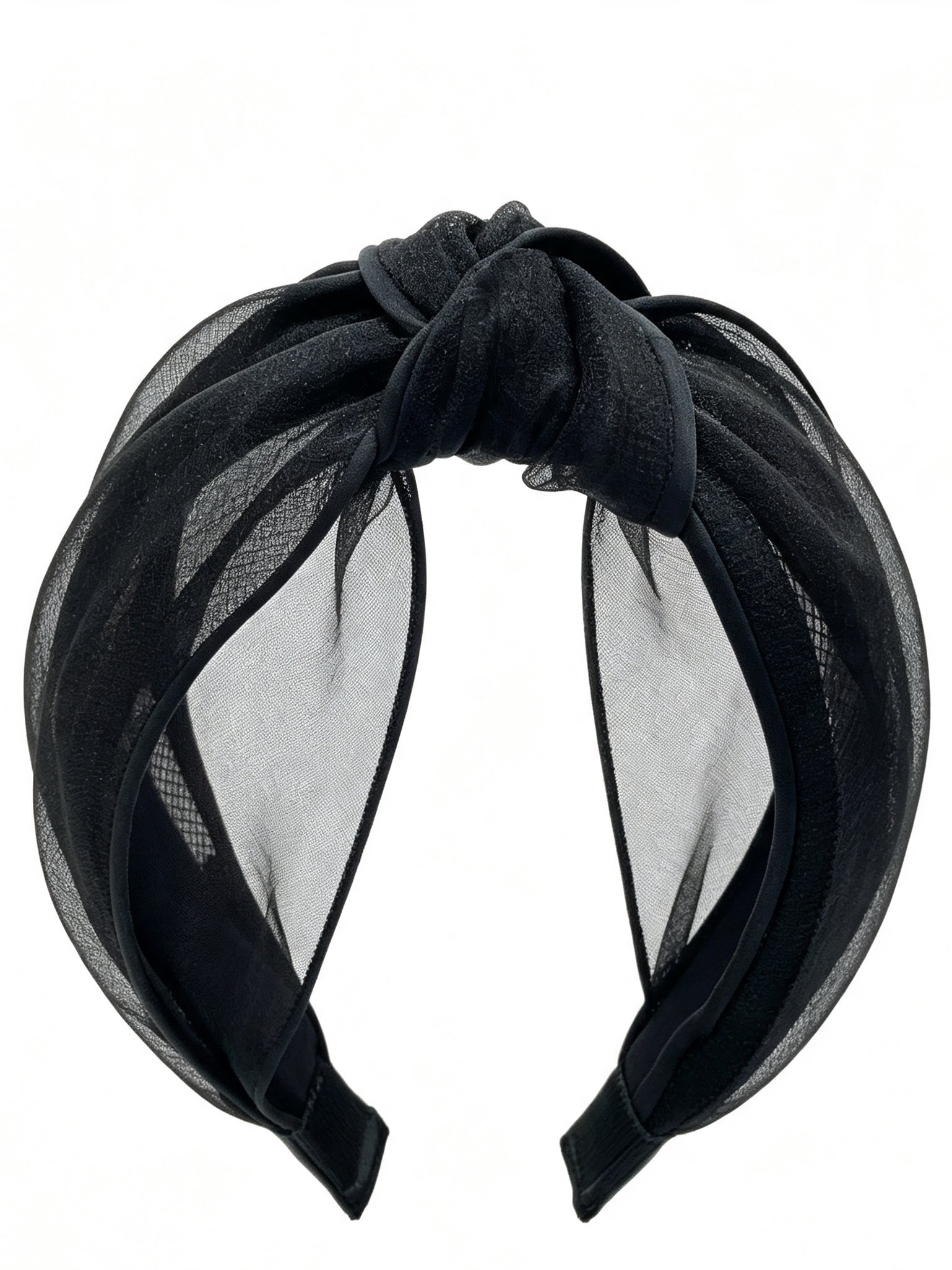 Black Knotted Mesh Headband 