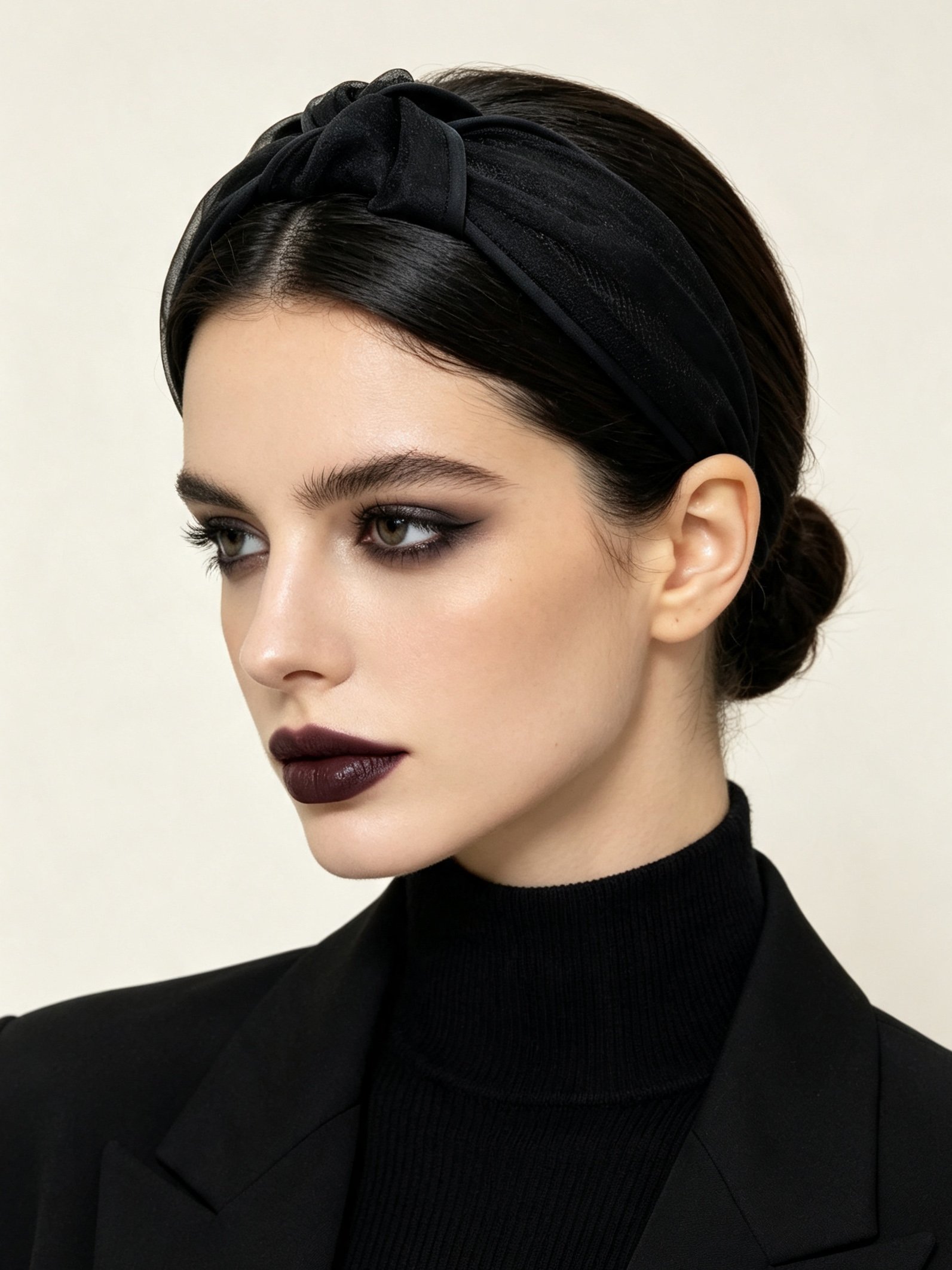 Black Knotted Mesh Headband 