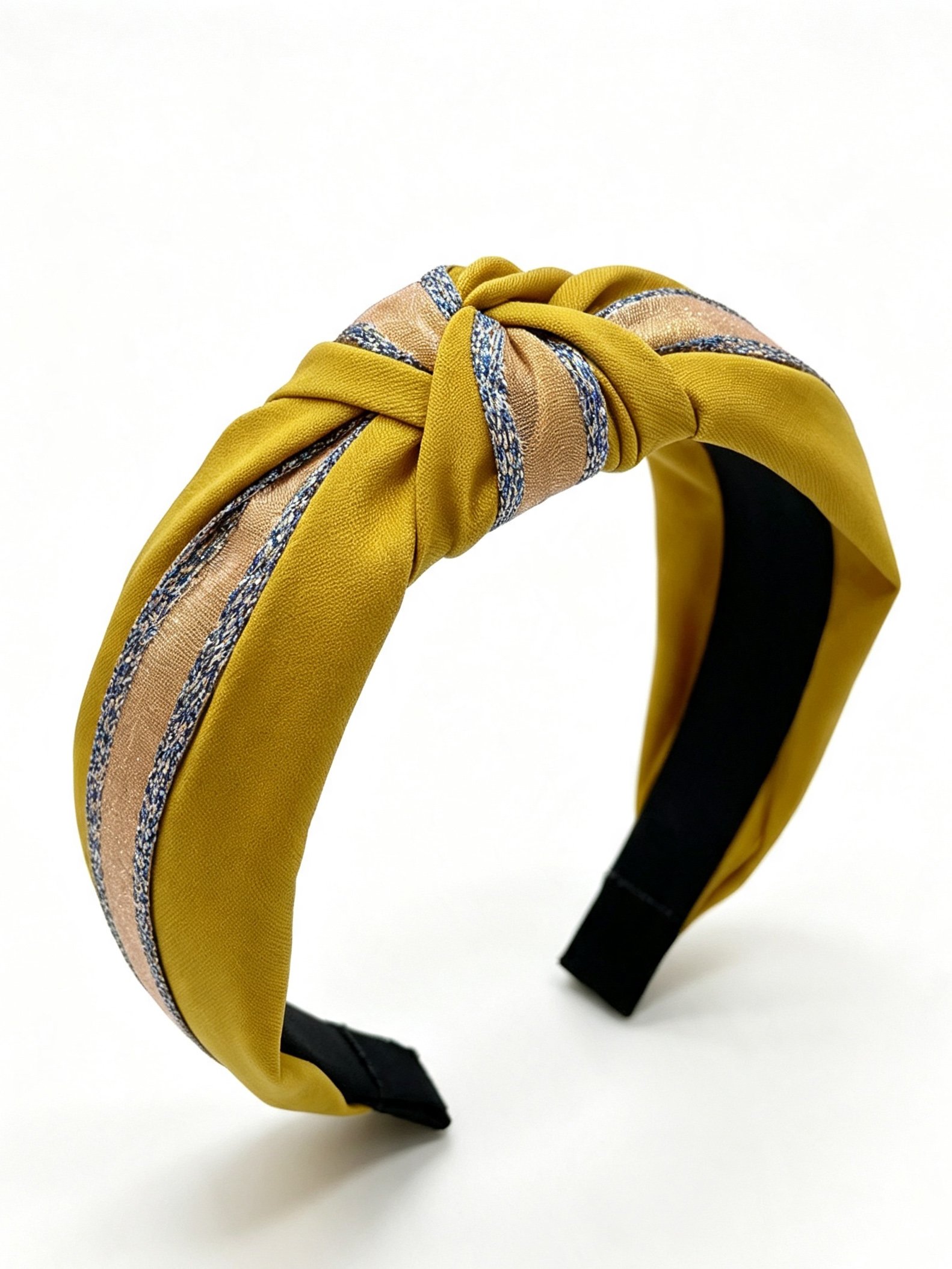 Yellow Headband with Striped Knot Design