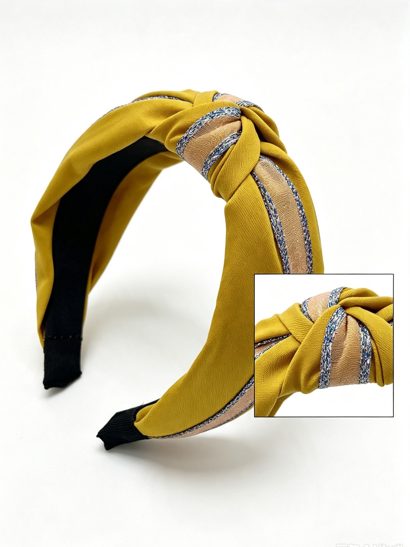 Yellow Headband with Striped Knot Design