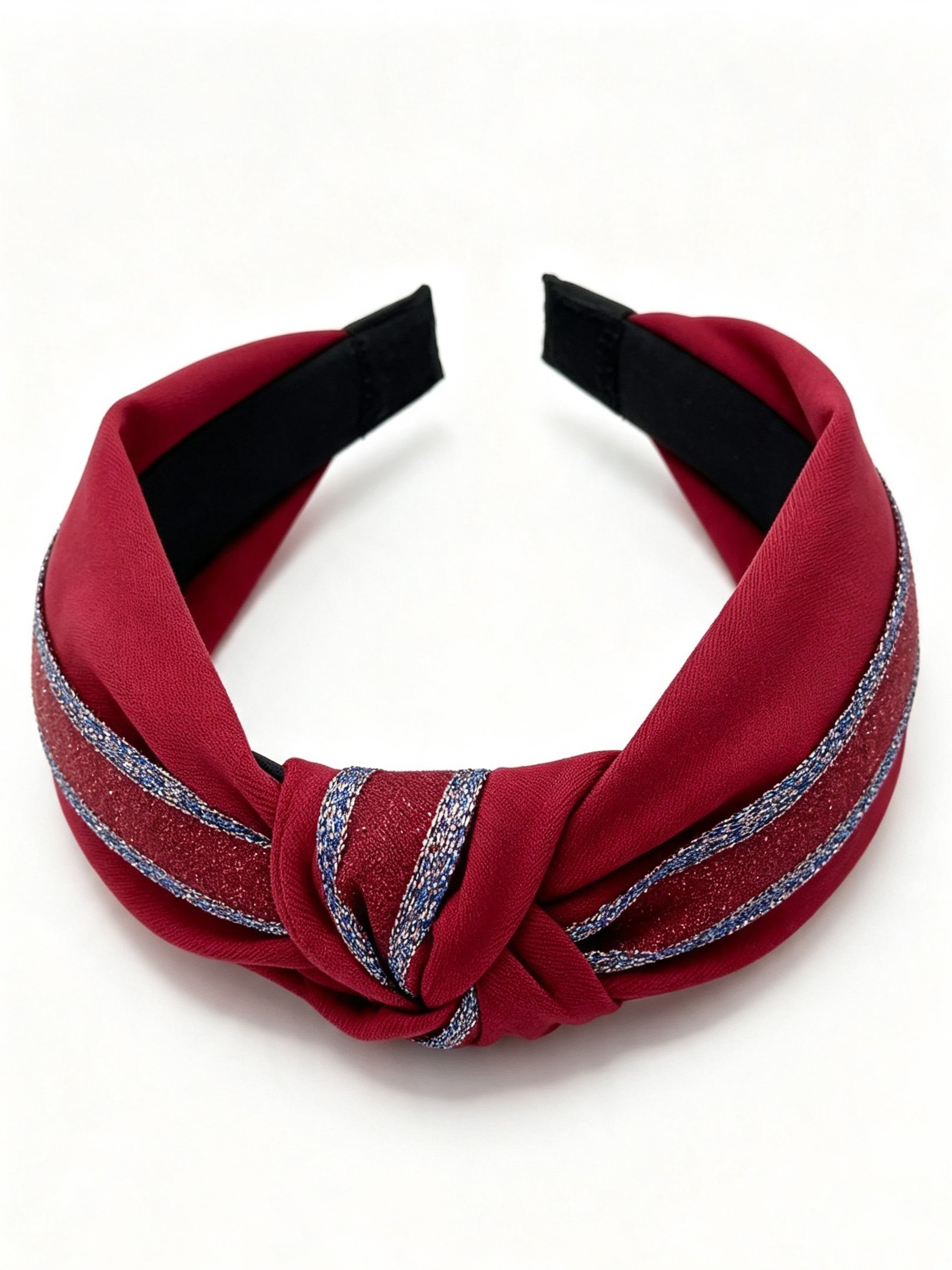 Burgundy Knotted Headband with Shimmer Detail