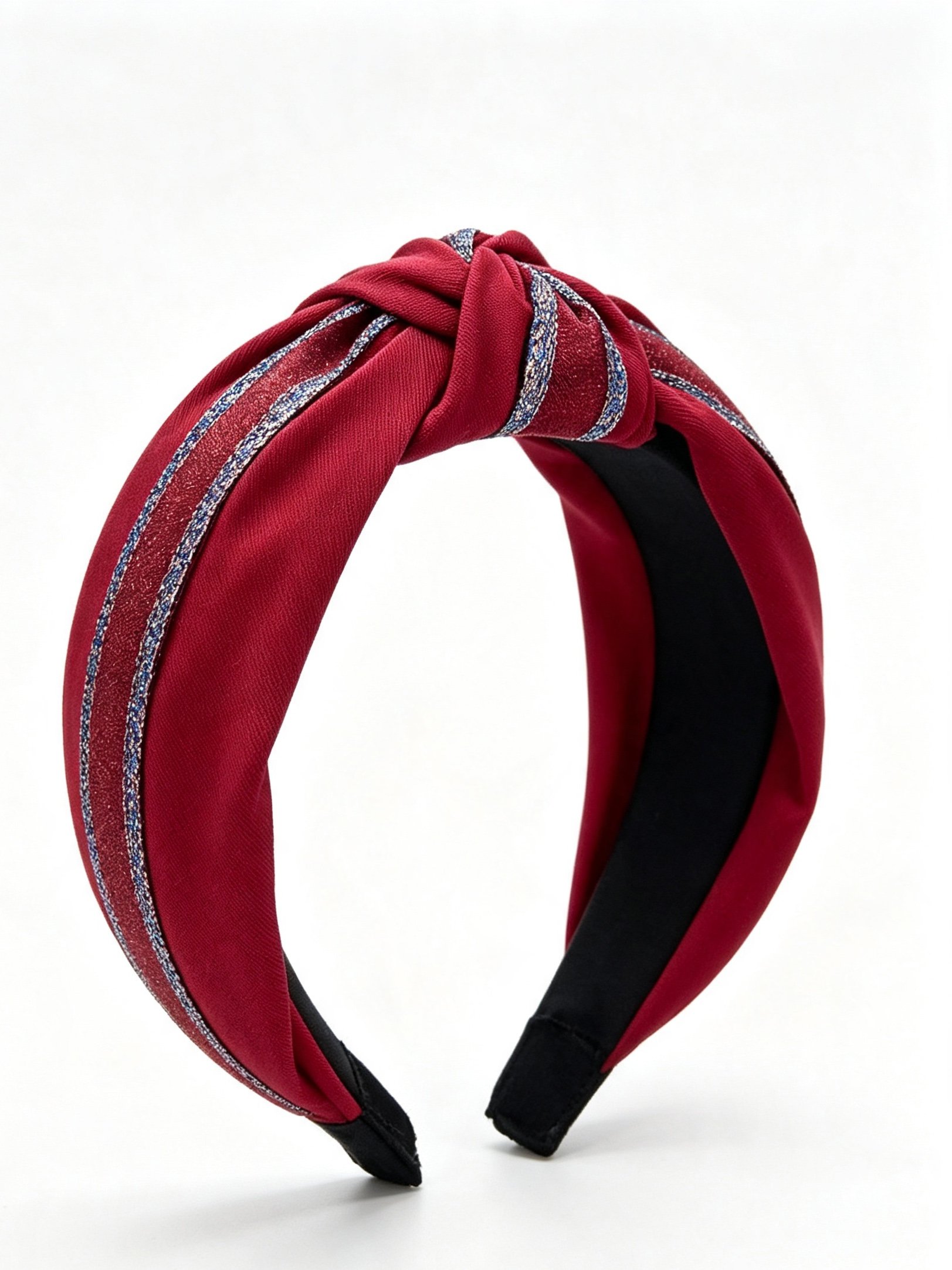 Burgundy Knotted Headband with Shimmer Detail