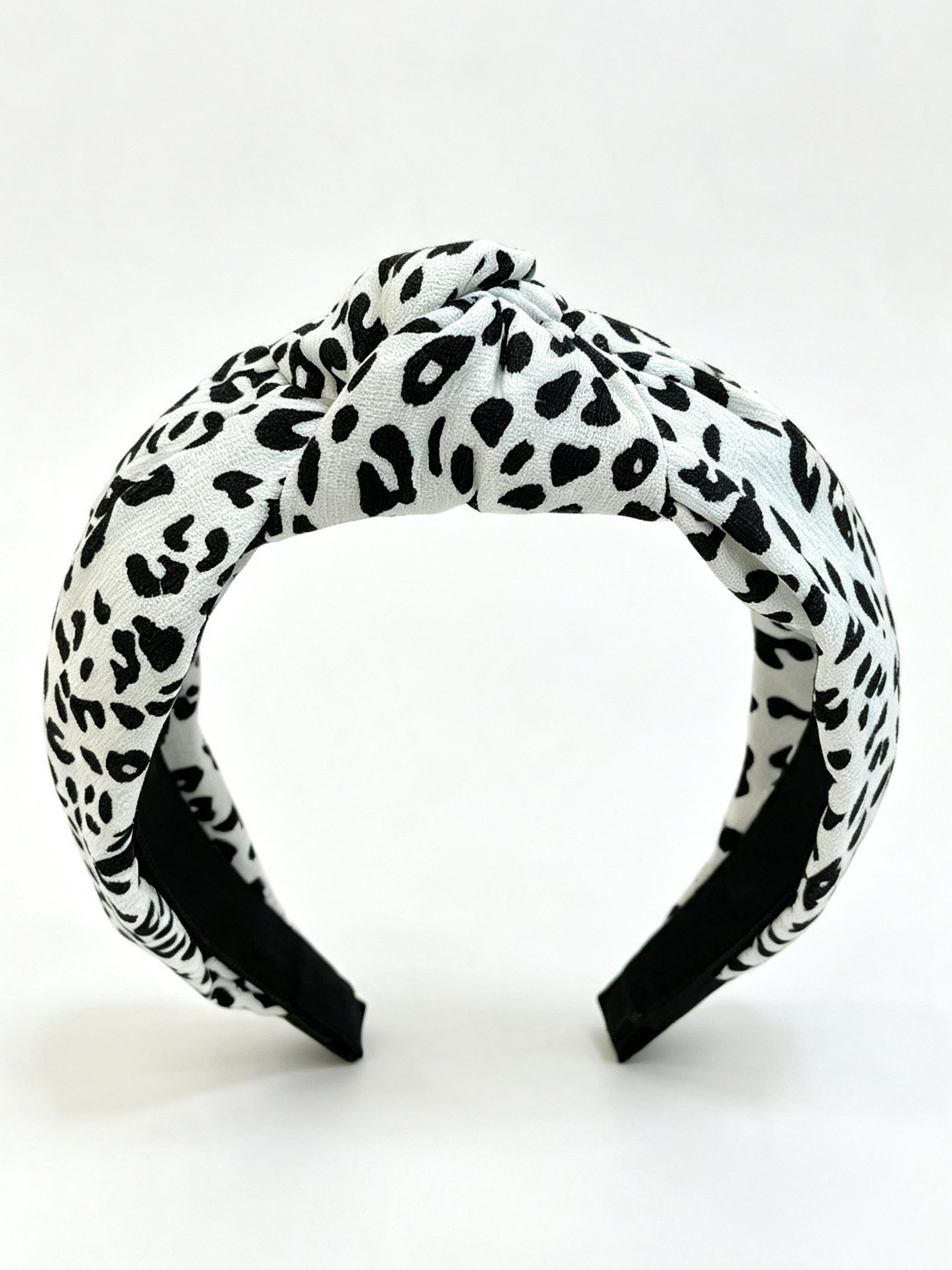 White Leopard Print Knot Headband 