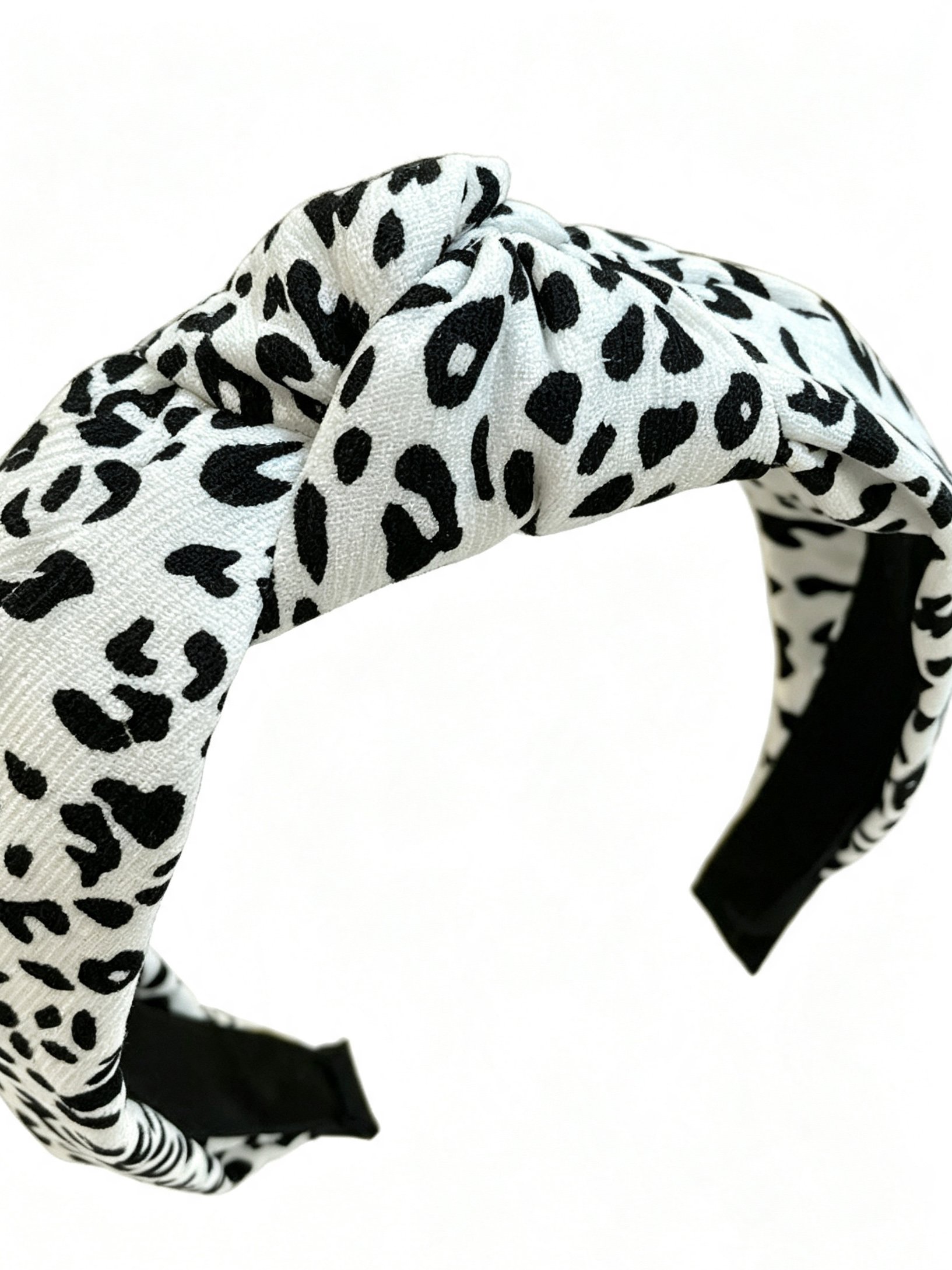 White Leopard Print Knot Headband 