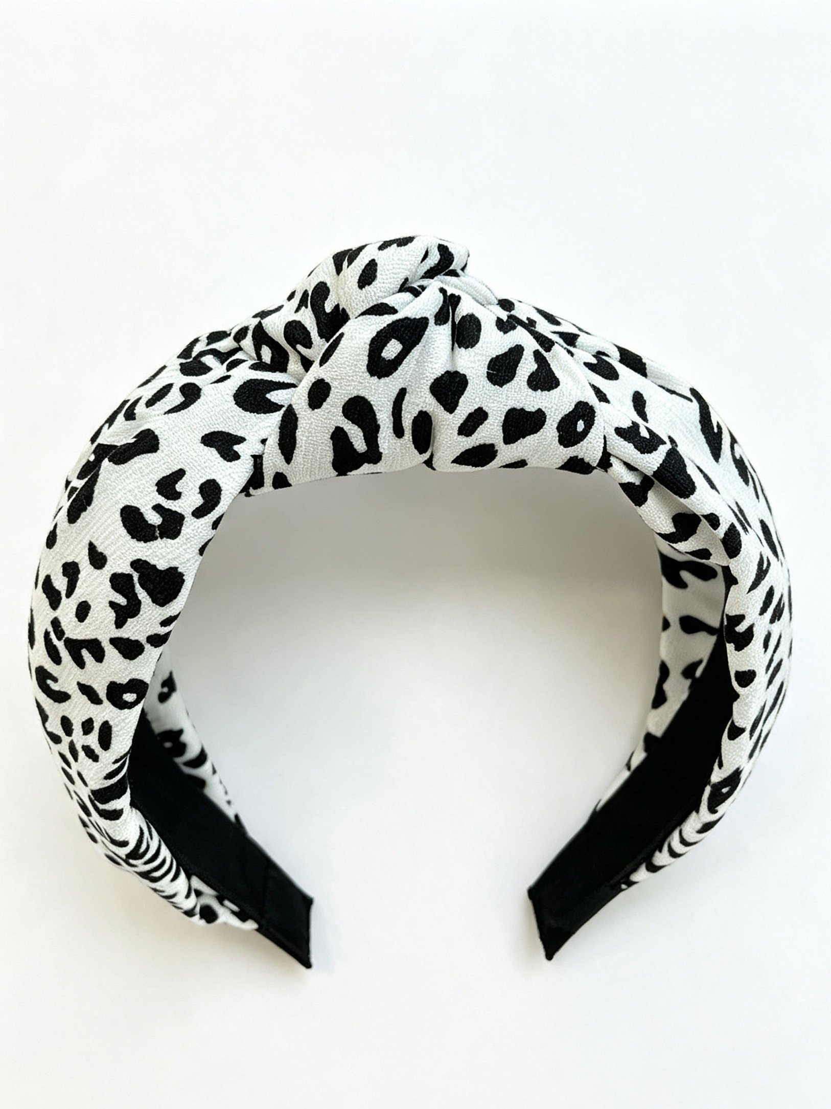 White Leopard Print Knot Headband 