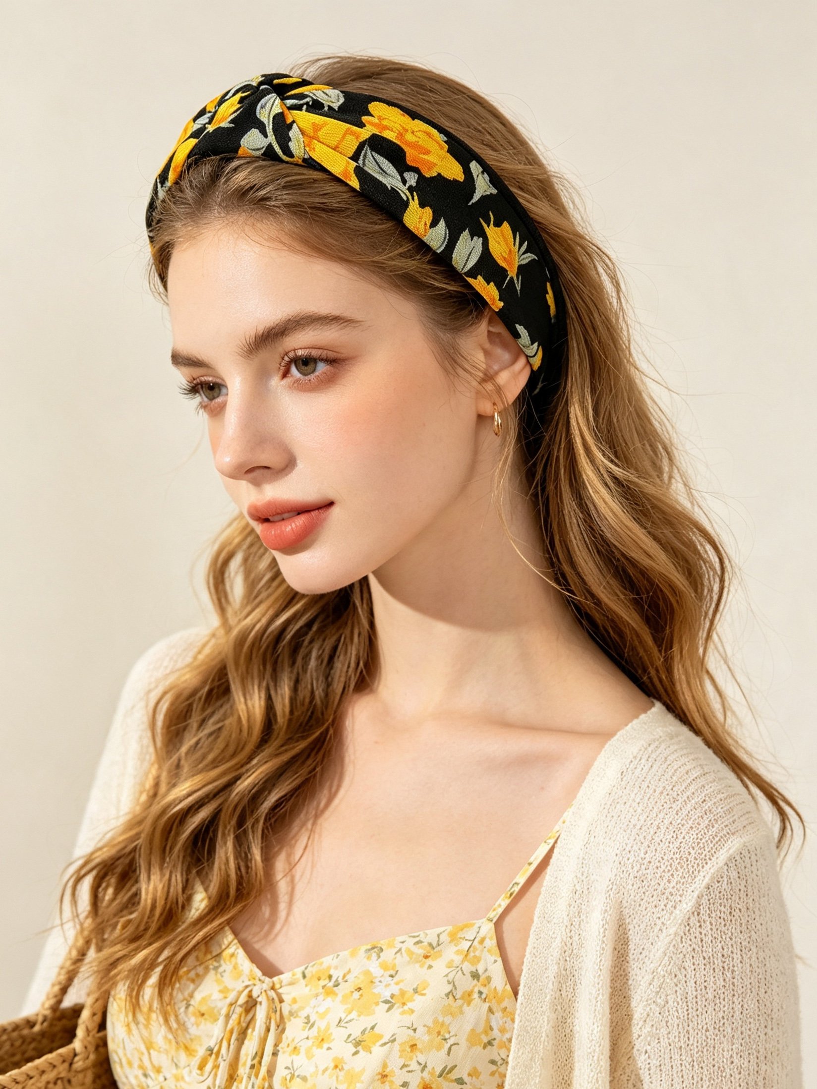 Yellow Floral Knot Headband 