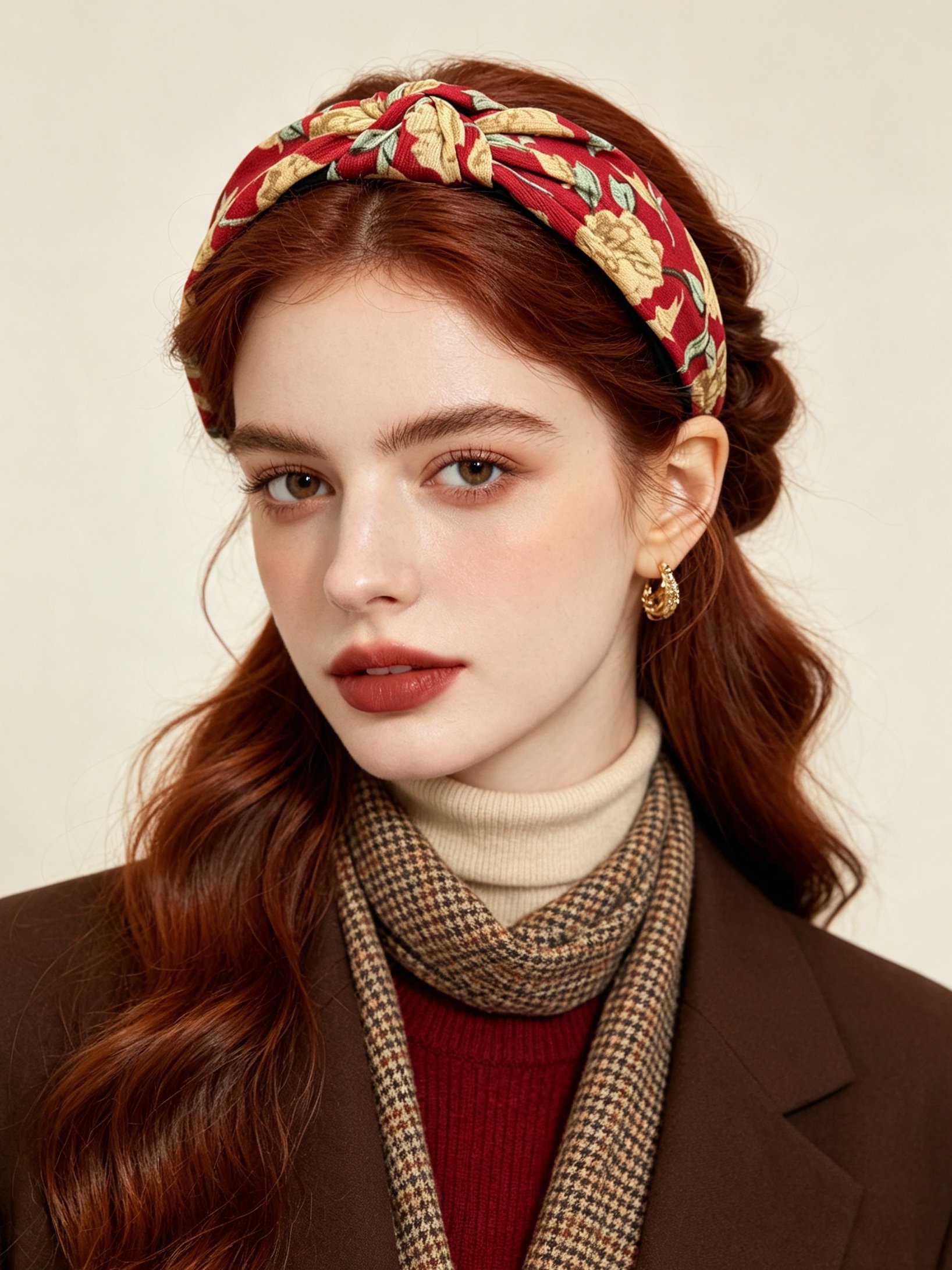 Red Floral Knot Headband 