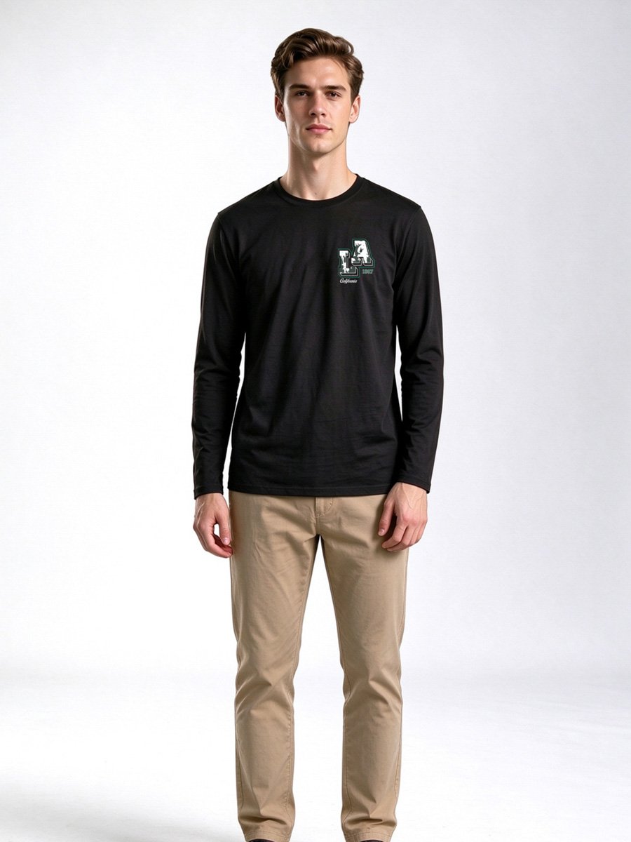 Black Long Sleeve Casual T-Shirt