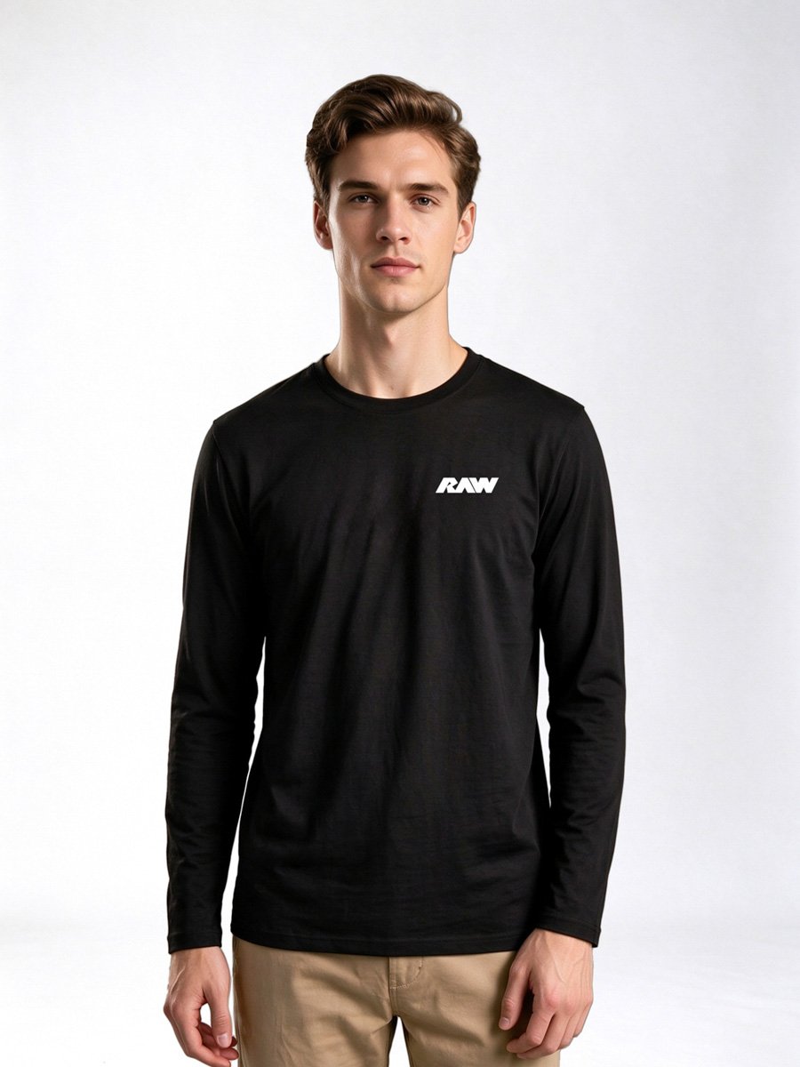Black Long Sleeve T-Shirt with Text Print
