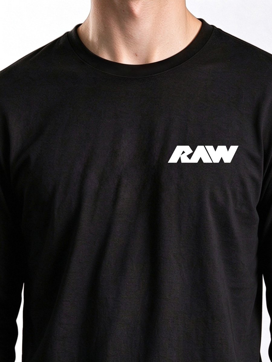 Black Long Sleeve T-Shirt with Text Print