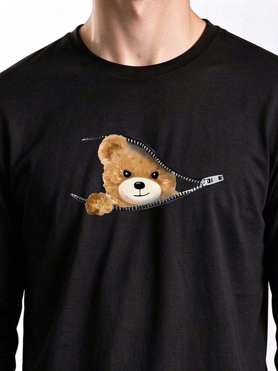 Black Graphic Long Sleeve T-Shirt