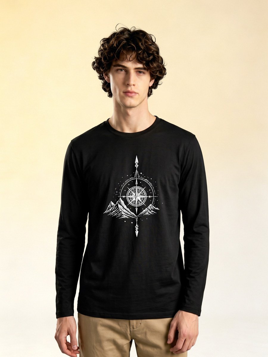 Black Printed Long Sleeve T-Shirt