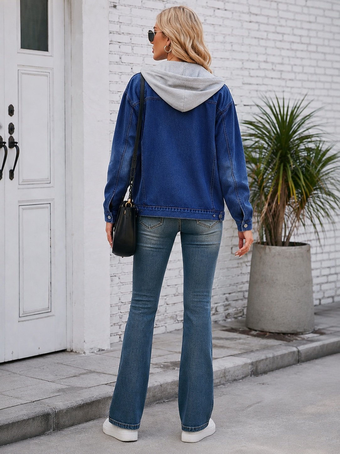 Blue Solid Denim Jacket