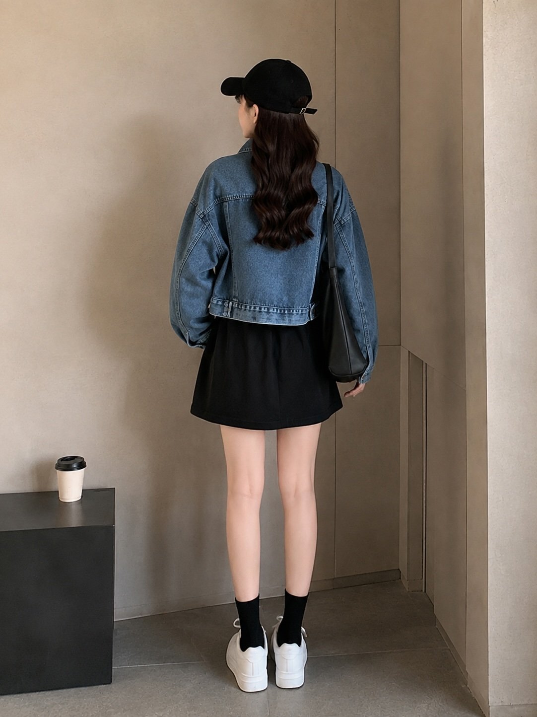 Blue Spread Collar Long Sleeves Solid Denim Jacket