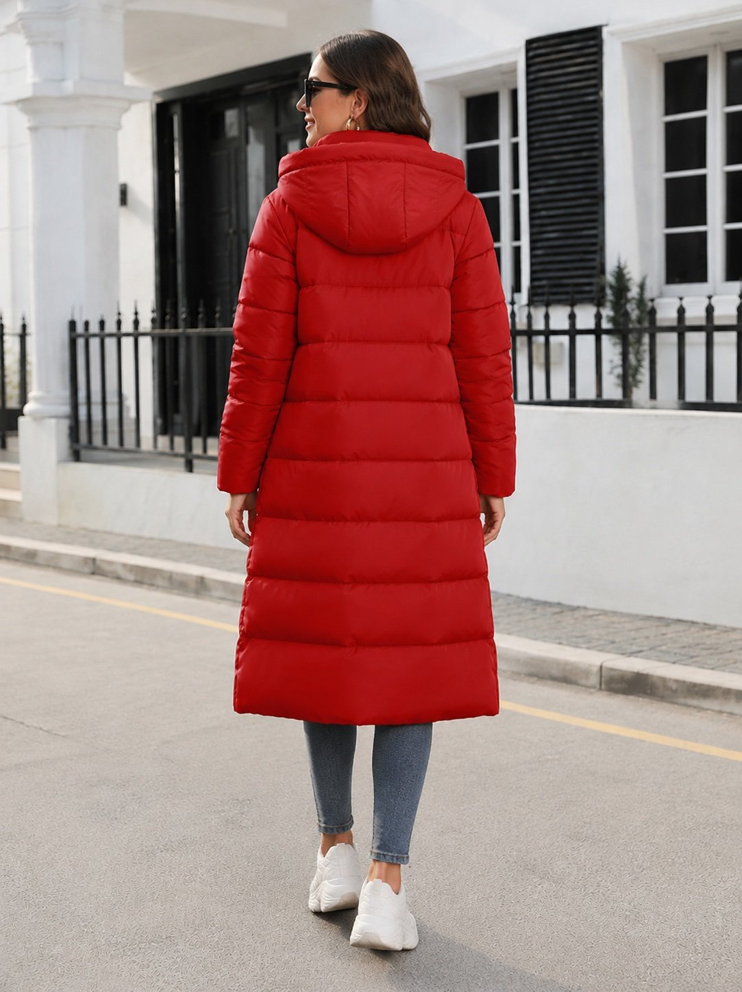 Red Regular Length Puffer Jacket