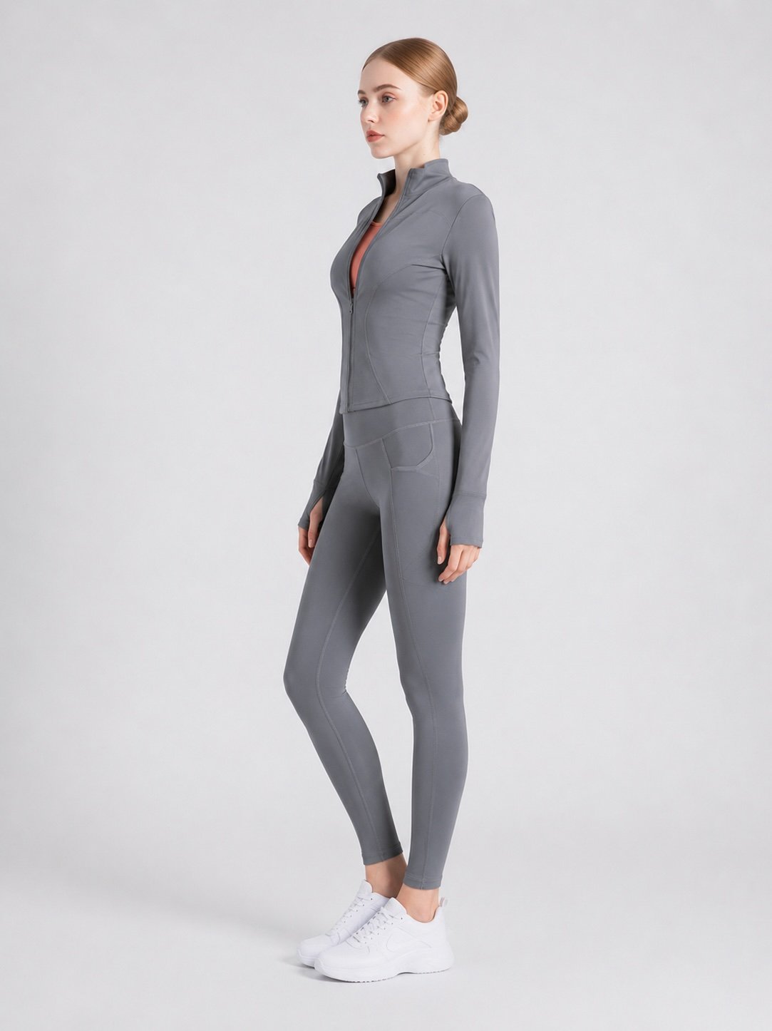 Grey Activewear Jacket with Zipper