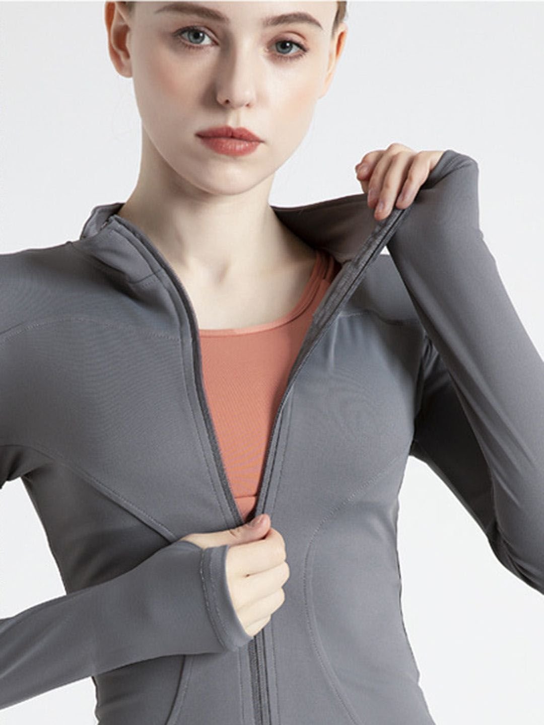 Grey Activewear Jacket with Zipper