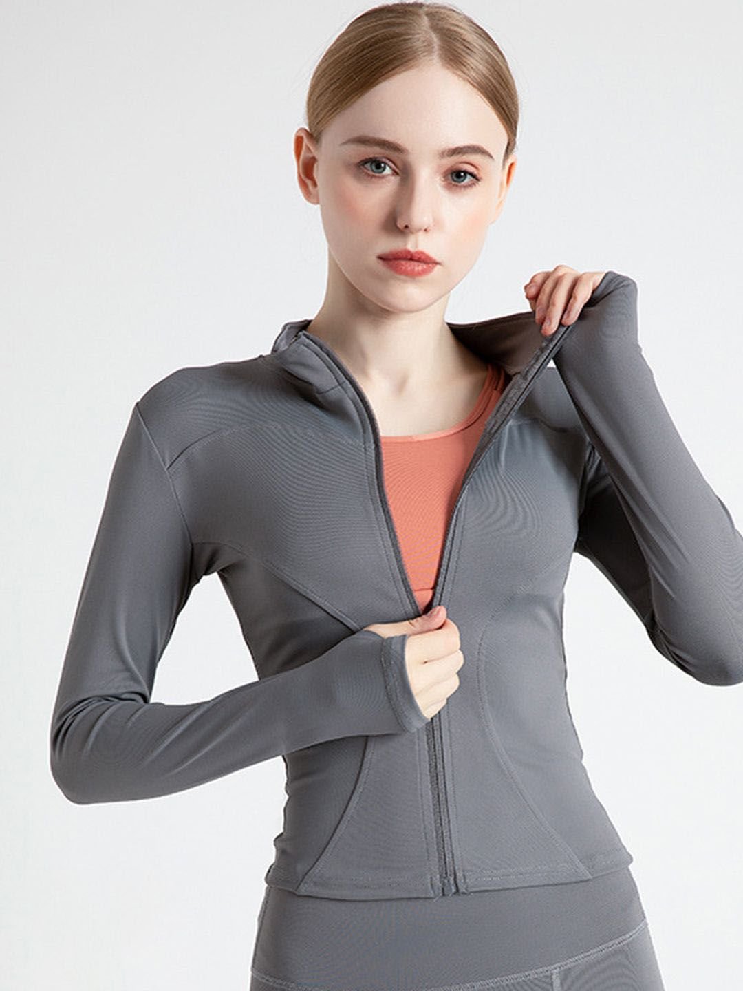 Grey Activewear Jacket with Zipper
